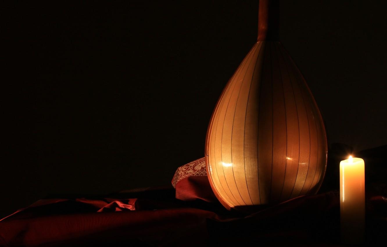 1340x850 Wallpaper background, candle, musical instrument, mandolin image, Desktop