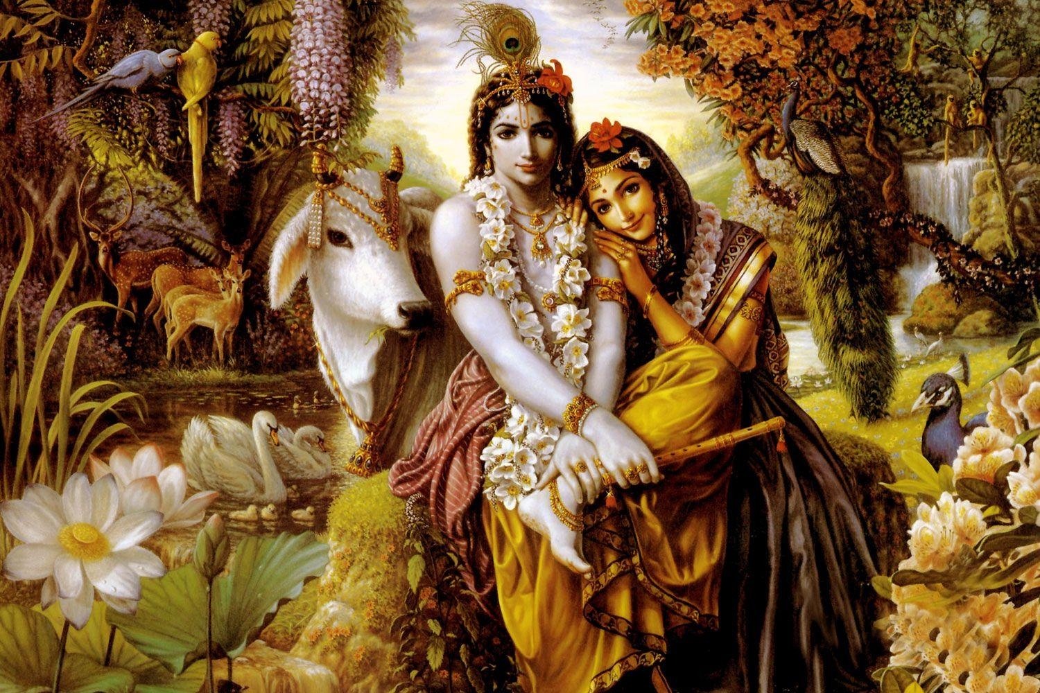 1500x1000 Romantic Radha Krishna 3D Wallpaper, Desktop