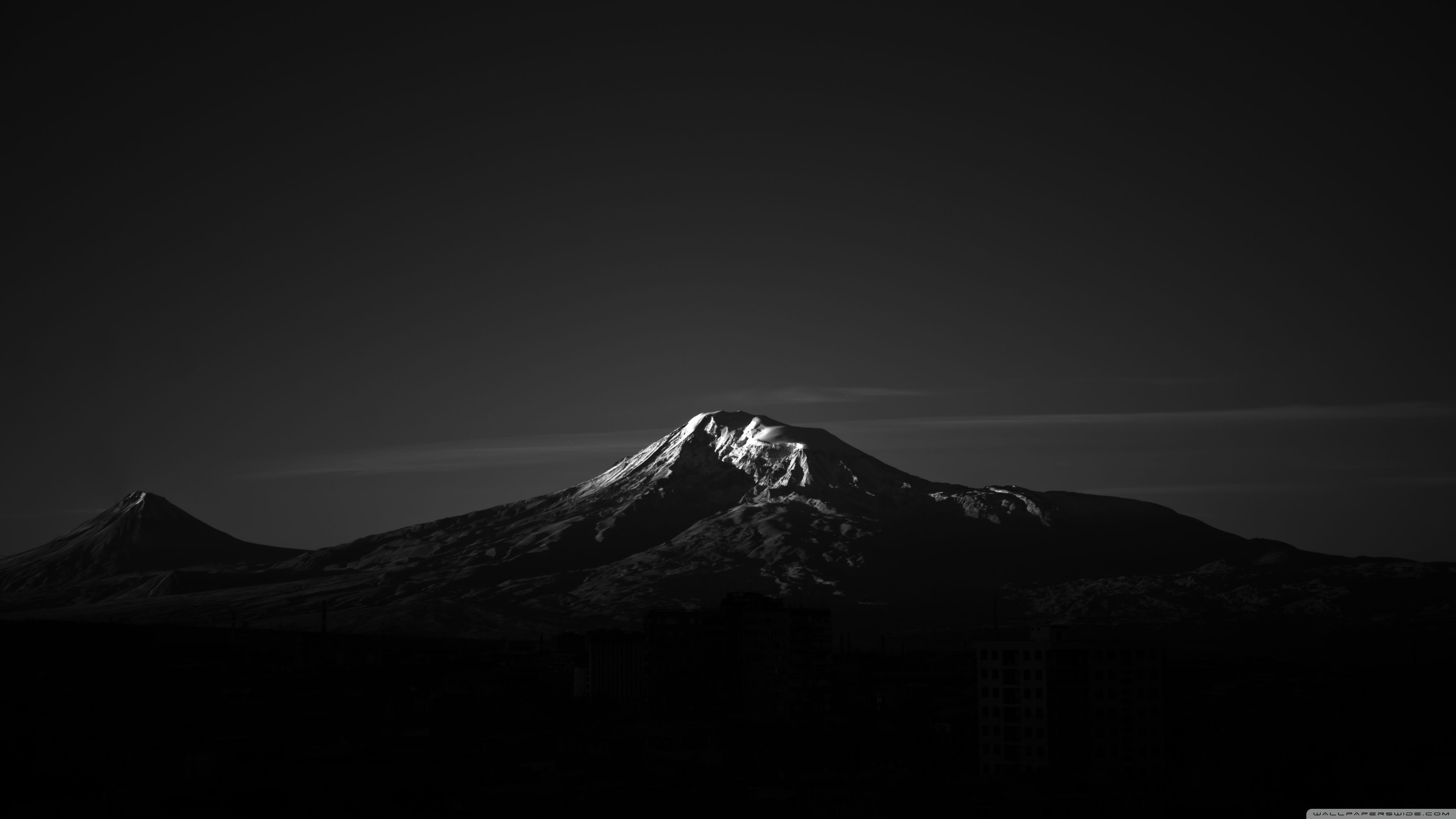 3840x2160 Wallpaper, mountain top, black, dark, nature, monochrome, landscape, mountains, Desktop