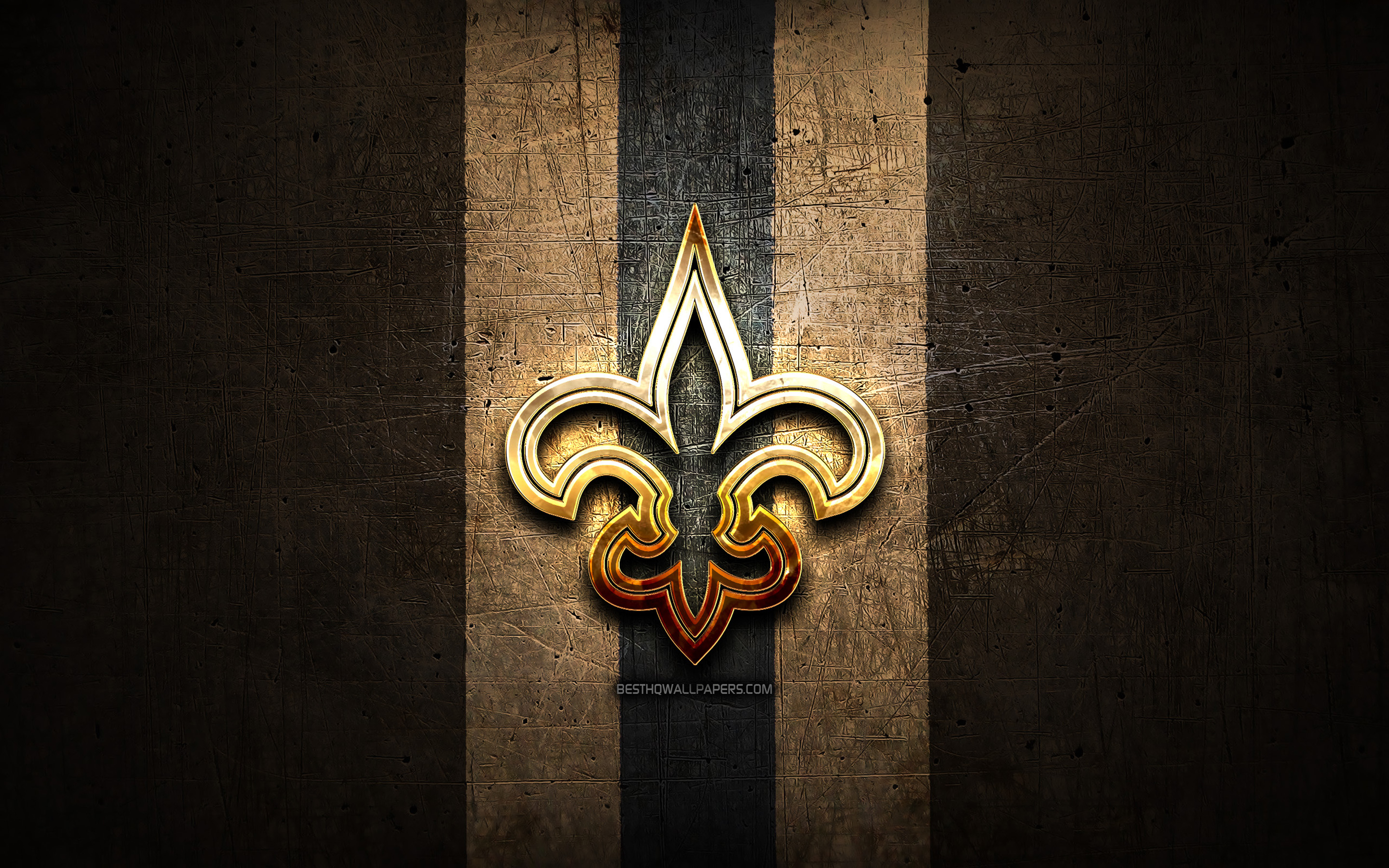 2880x1800 Download wallpaper New Orleans Saints, golden logo, NFL, brown metal background, american football club, New Orleans Saints logo, american football, USA for desktop with resolution. High Quality HD picture wallpaper, Desktop