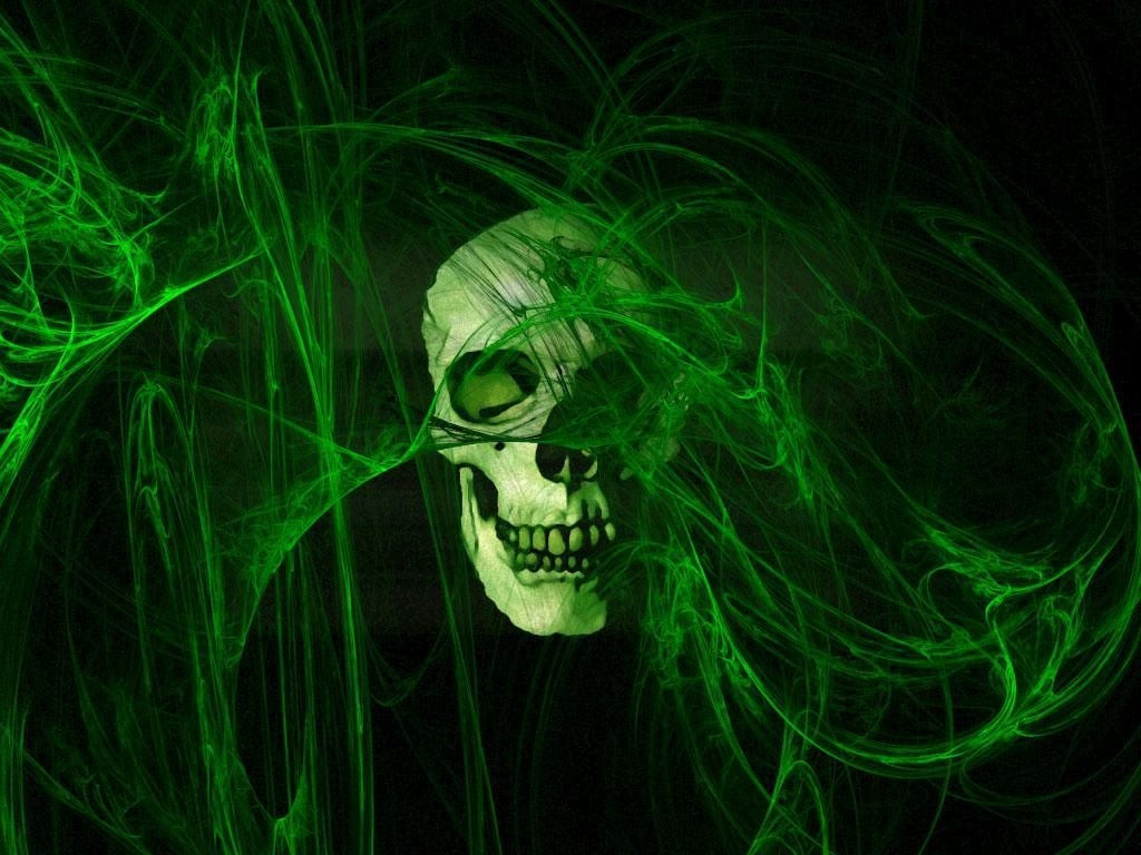 1030x770 Green Skulls On Fire. Skull wallpaper, Gothic wallpaper, Horror skull, Desktop