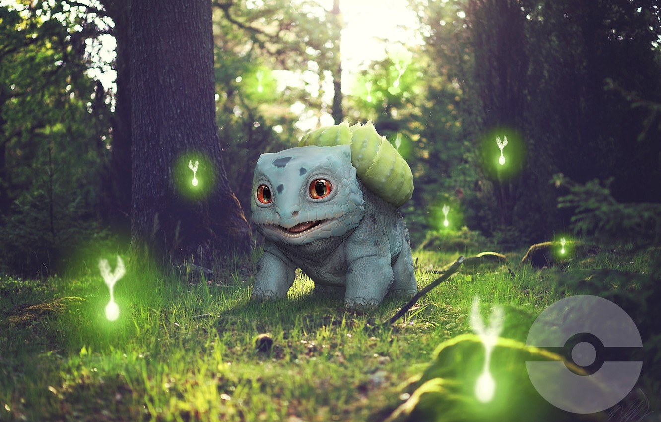 1340x850 Wallpaper forest, fantasy, art, children's, Bulbasaur, pokemon, Dane Larocque image for desktop, section рендеринг, Desktop