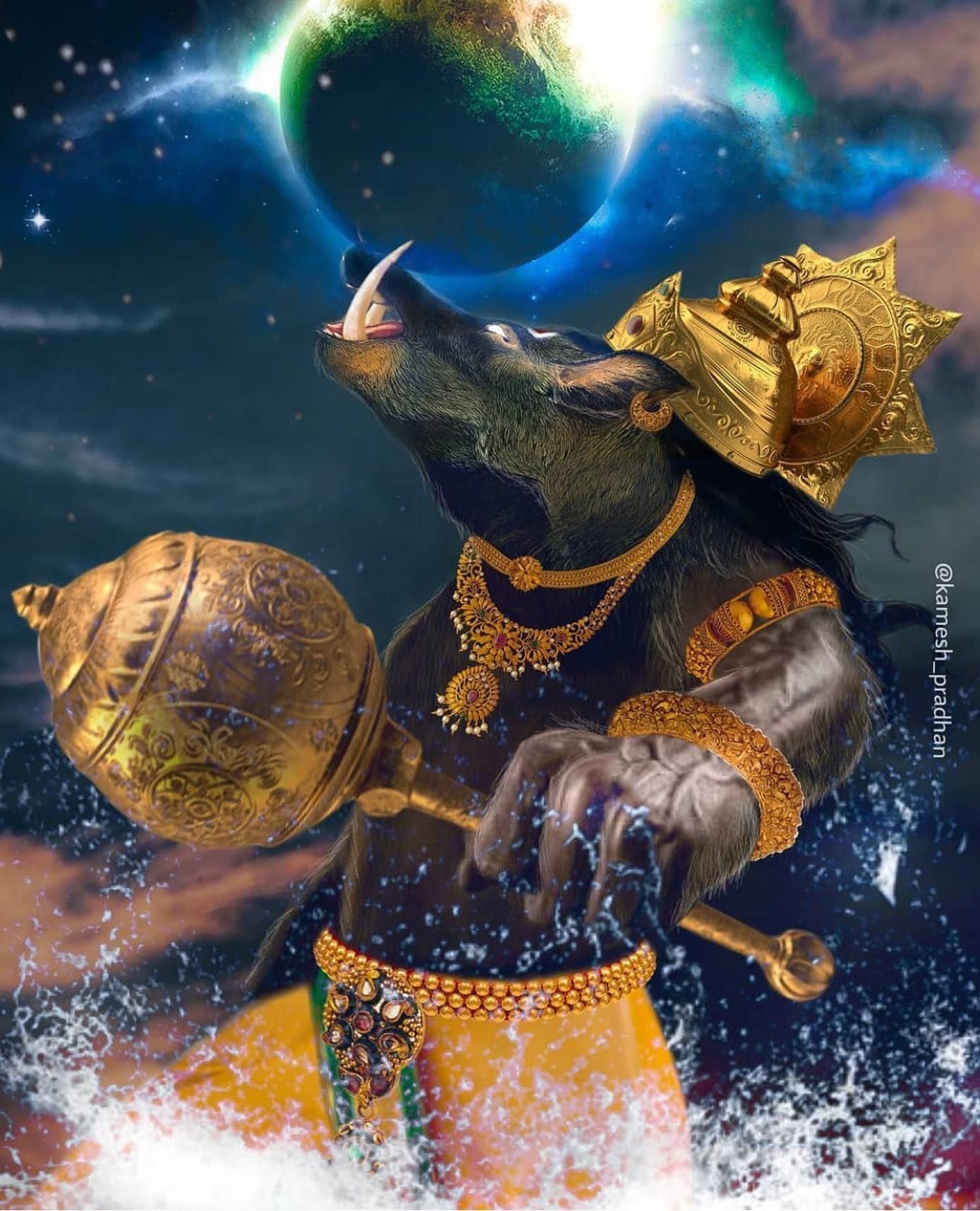 1390x1720 VARAHA AVATAR (The incarnation as a Boar). Lord Vishnu took his third incarnation as a boar. In this in. Lord vishnu wallpaper, Lord shiva pics, Goddess artwork, Phone