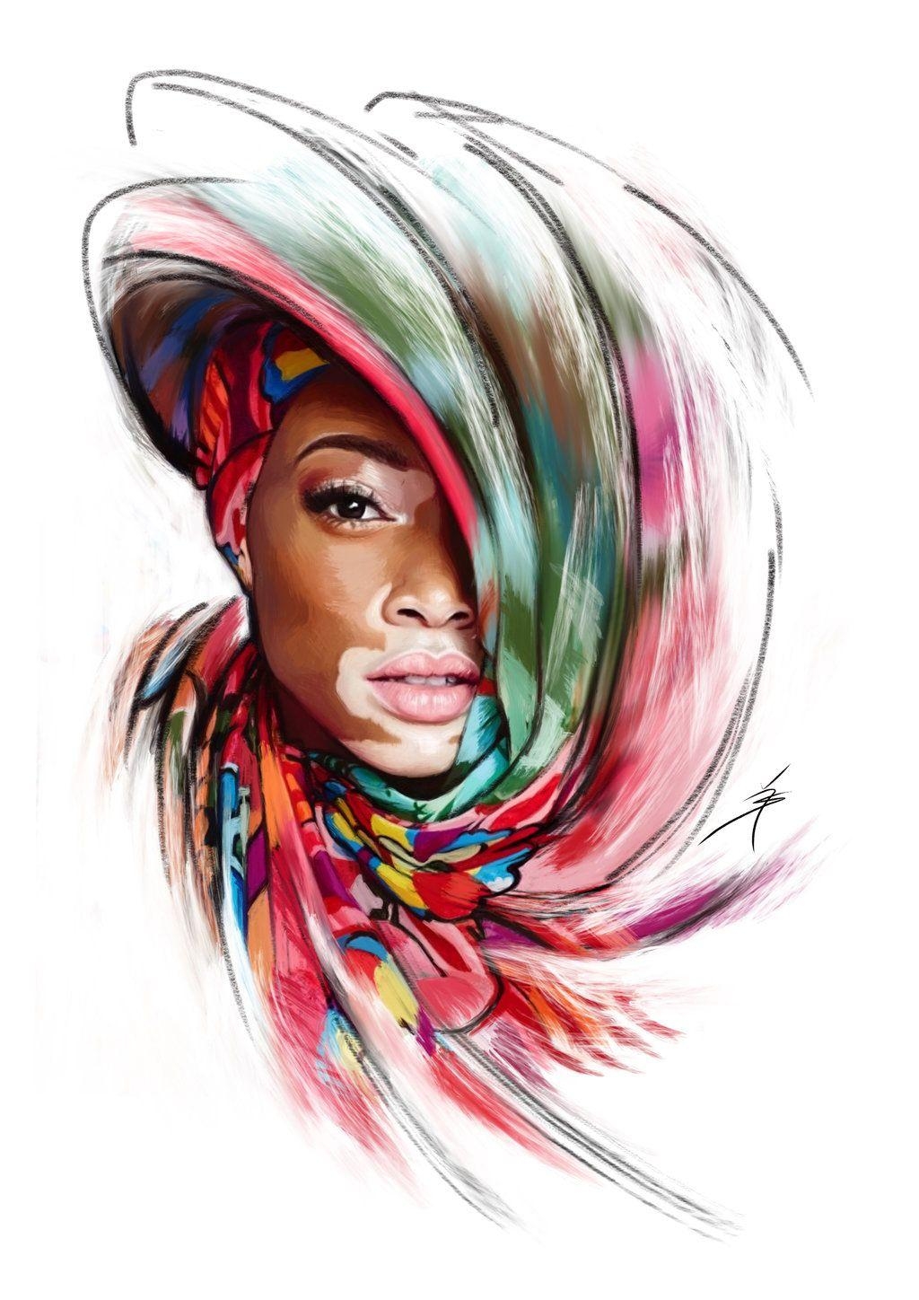 1030x1450 Winnie Harlow Portrait Digital Painting, Phone