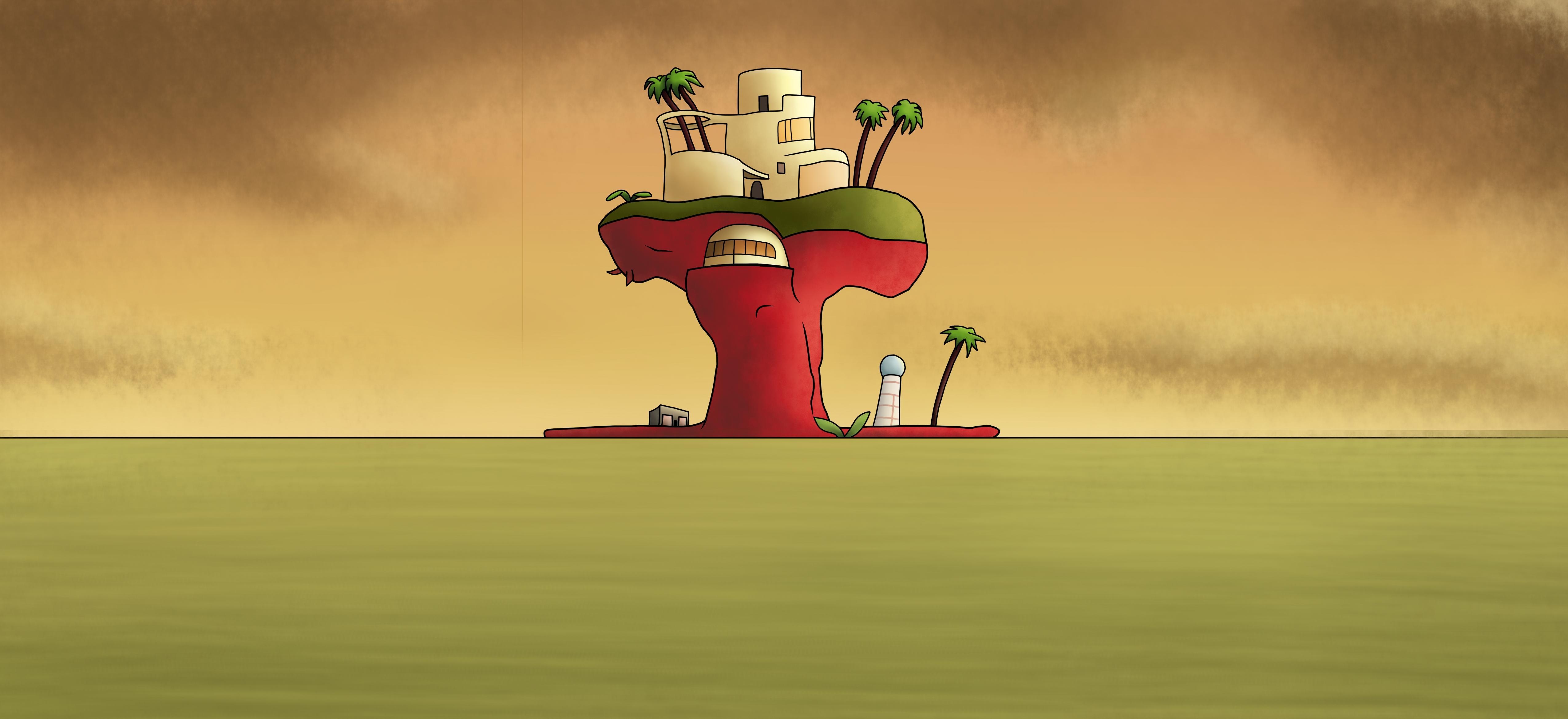 5100x2340 image For > Plastic Beach Wallpaper, Dual Screen