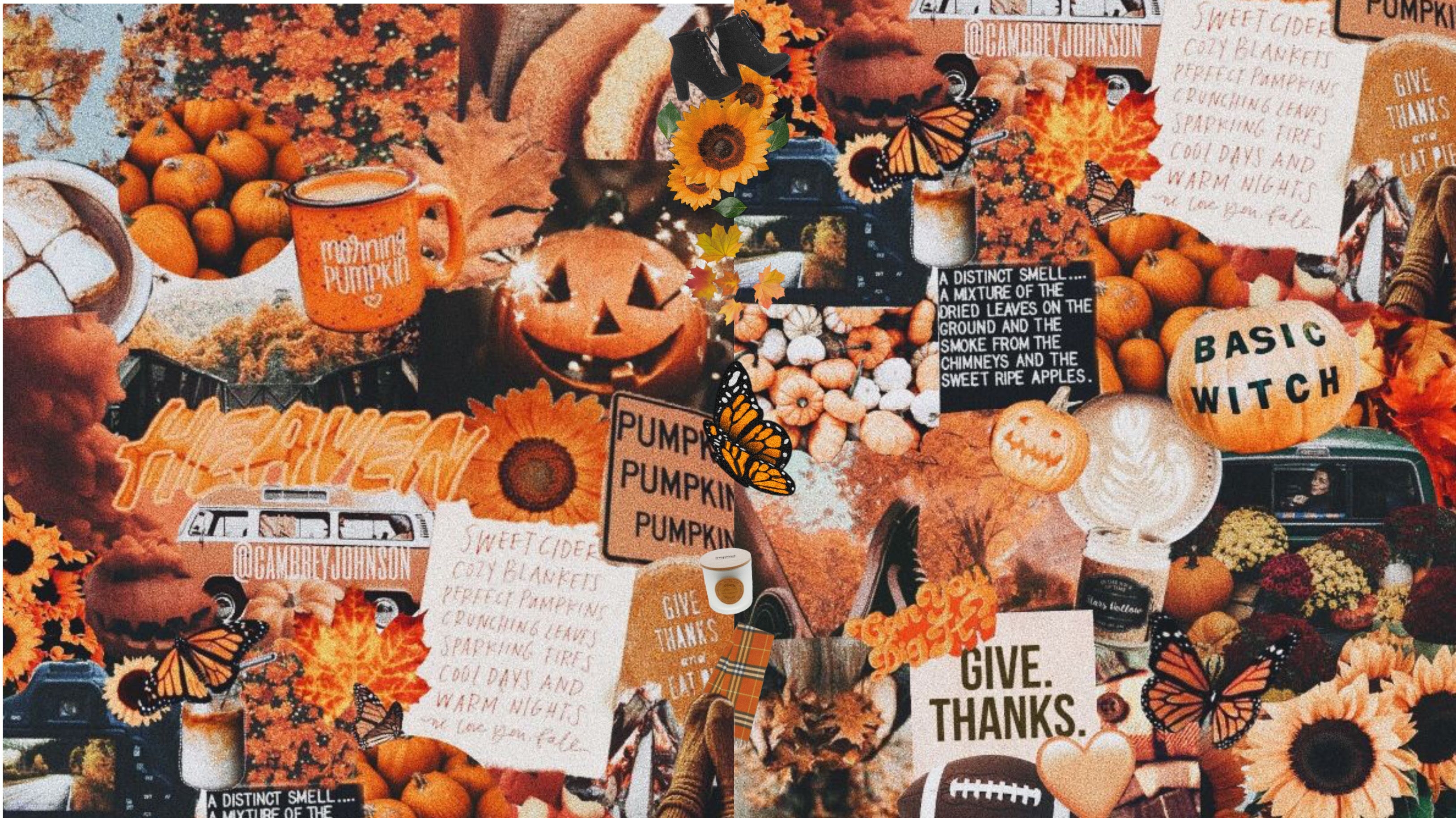 3260x1830 Fall Autumn Aesthetic Collage Dasktop MacBook Wallpaper Background Original From. Desktop Wallpaper Fall, Halloween Desktop Wallpaper, Cute Laptop Wallpaper, Desktop