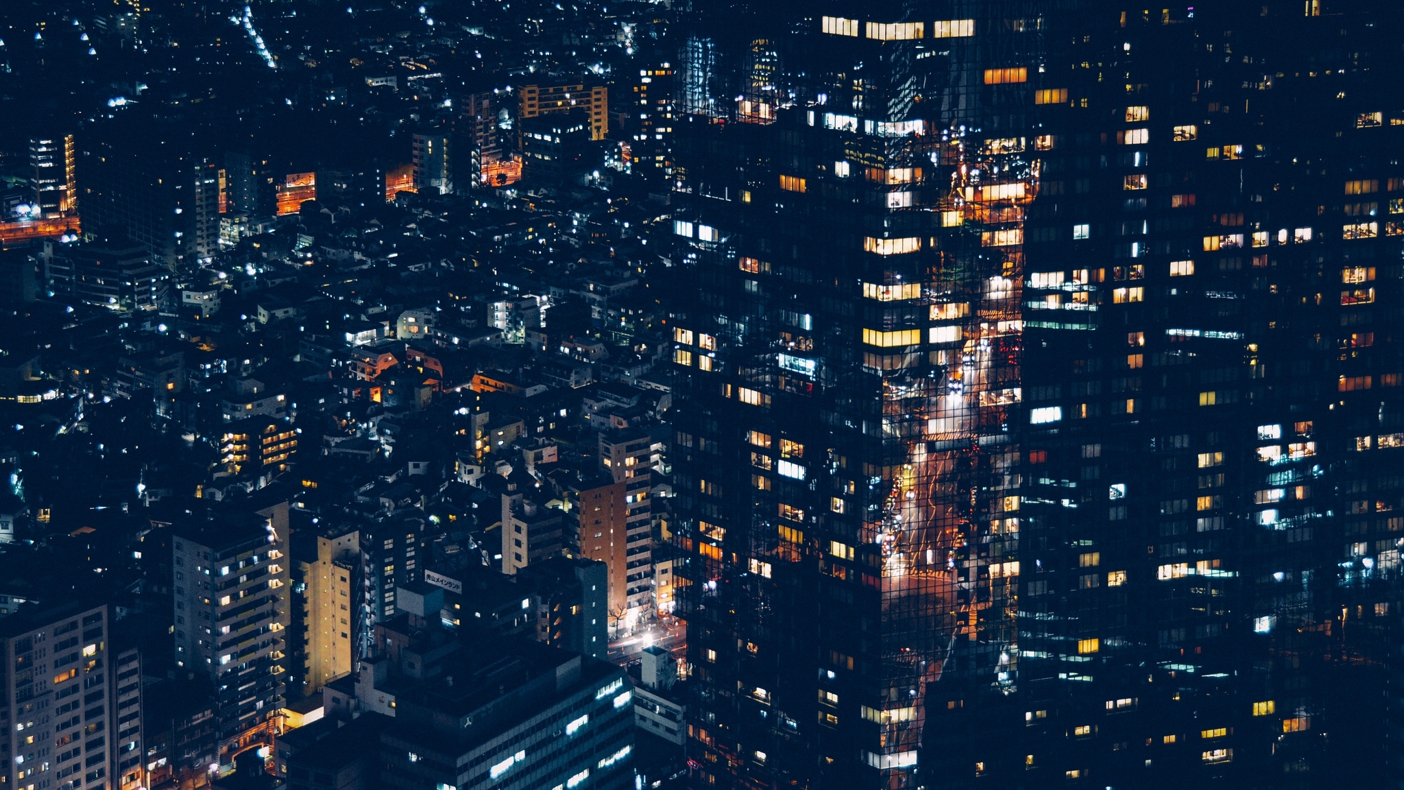 2050x1160 Download wallpaper  minato, japan, night city, Desktop