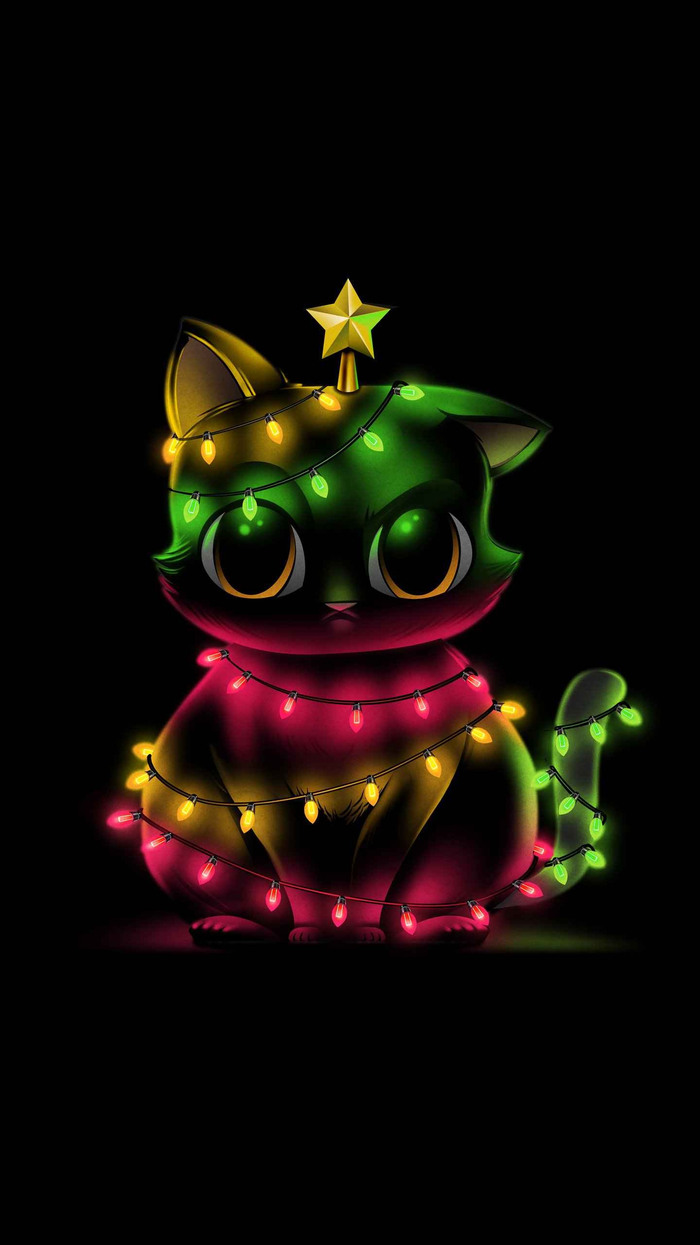 1440x2560 Meow Christmas Lights IPhone Wallpaper Wallpaper, iPhone Wallpaper, Phone