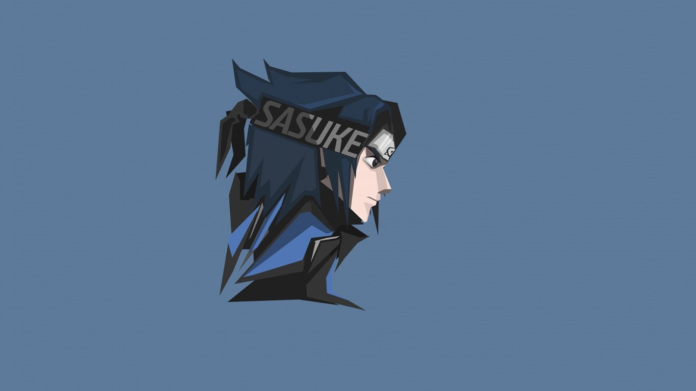 1370x770 Download  wallpaper art, sasuke uchiha, minimal, anime, tablet, laptop,  HD image, background, 10703, Desktop