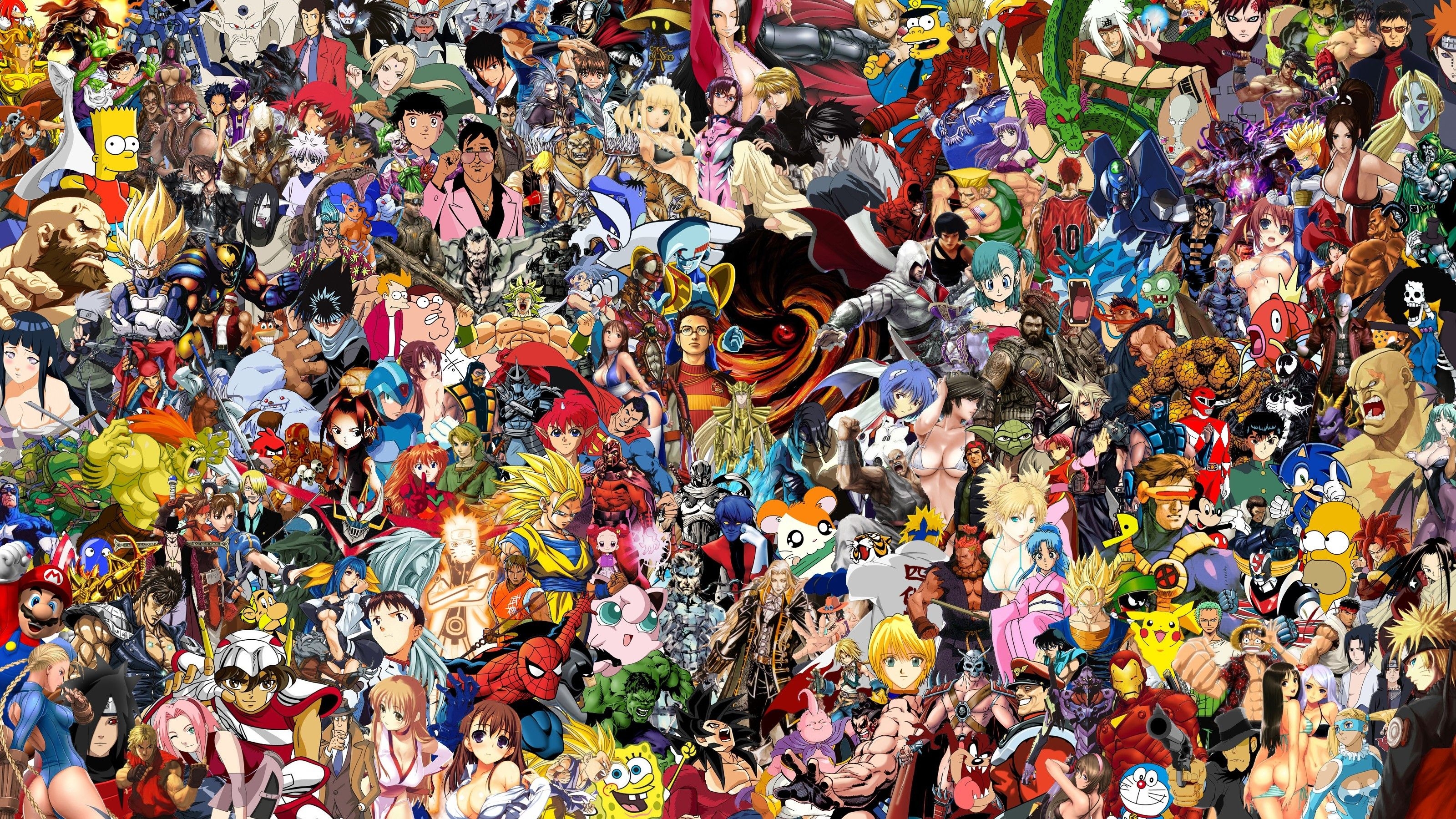 3200x1800 Anime Collage Dragon Ball Uzumaki Naruto Gaara Bulma Bart Simpson Peter Griffin Vegeta Son Goku Spon Wallpaper:, Desktop