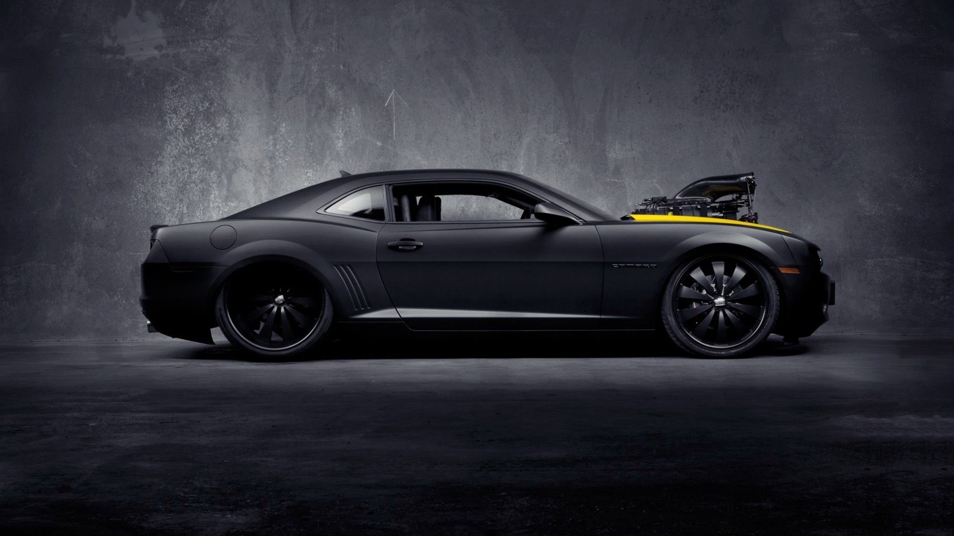 1920x1080 Matte Black Chevrolet Camaro SS desktop PC and Mac wallpaper, Desktop