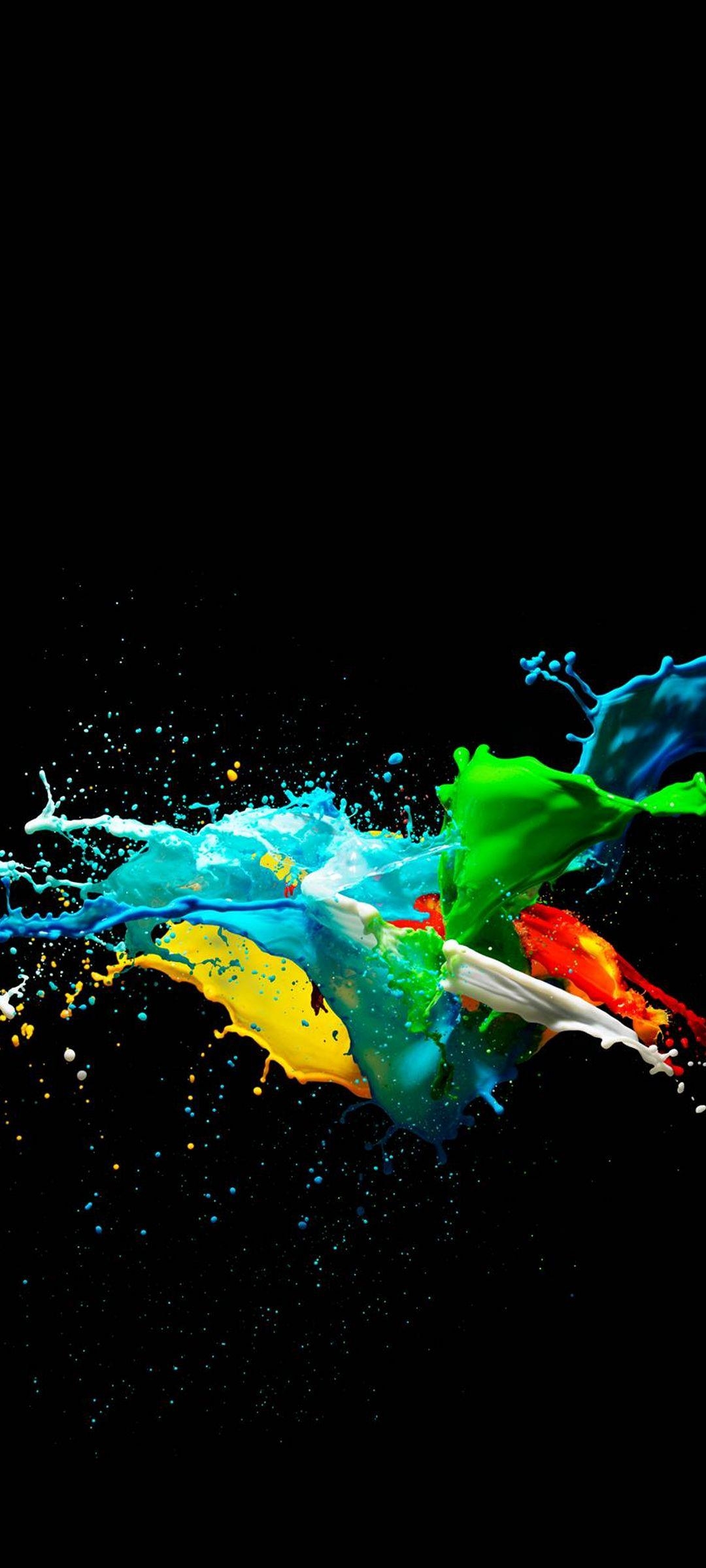 1080x2400 Colorful Painted Black Background - [], Phone