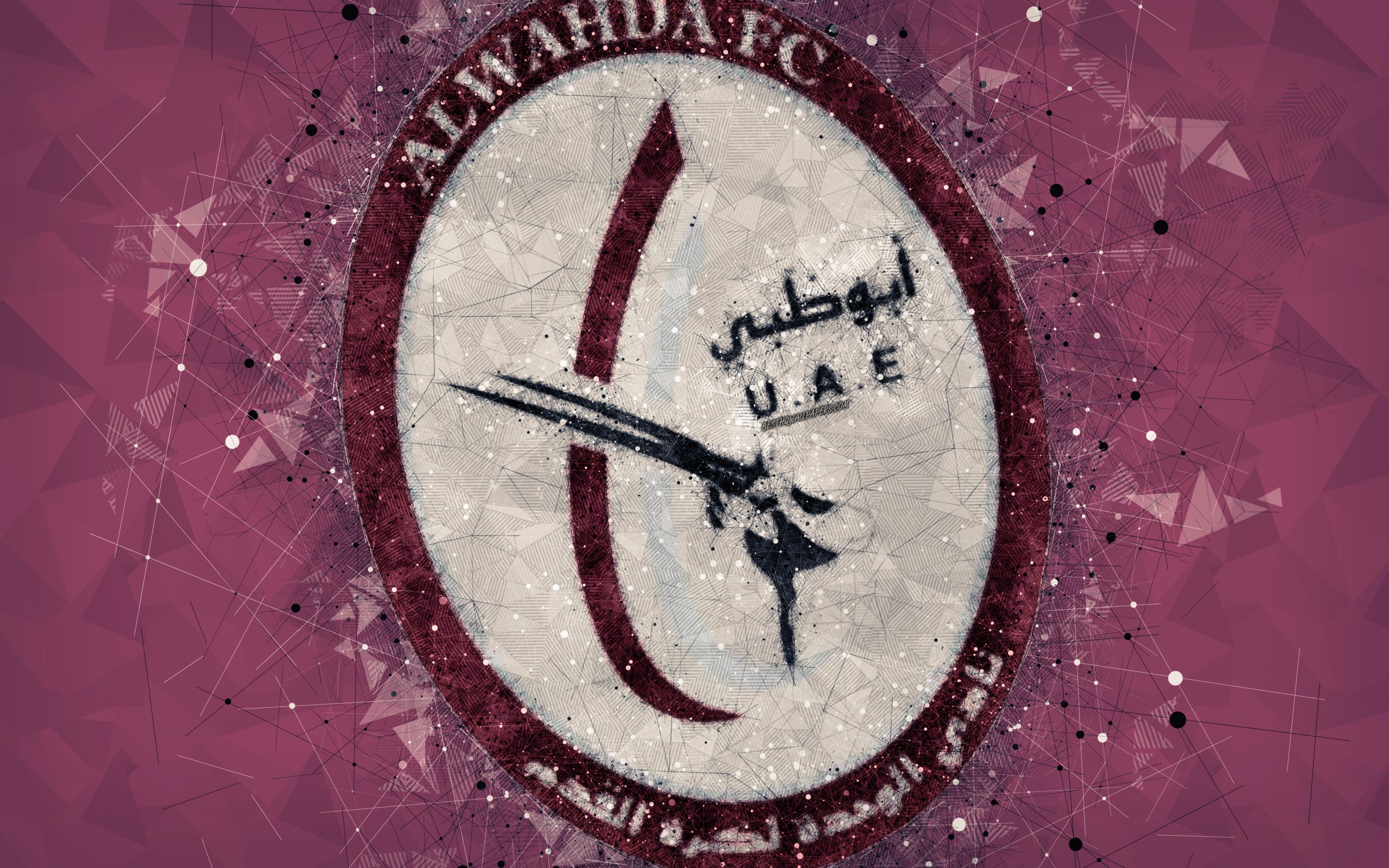 3840x2400 Download wallpaper Al Wahda FC, 4k, geometric art, logo, emirate, Desktop