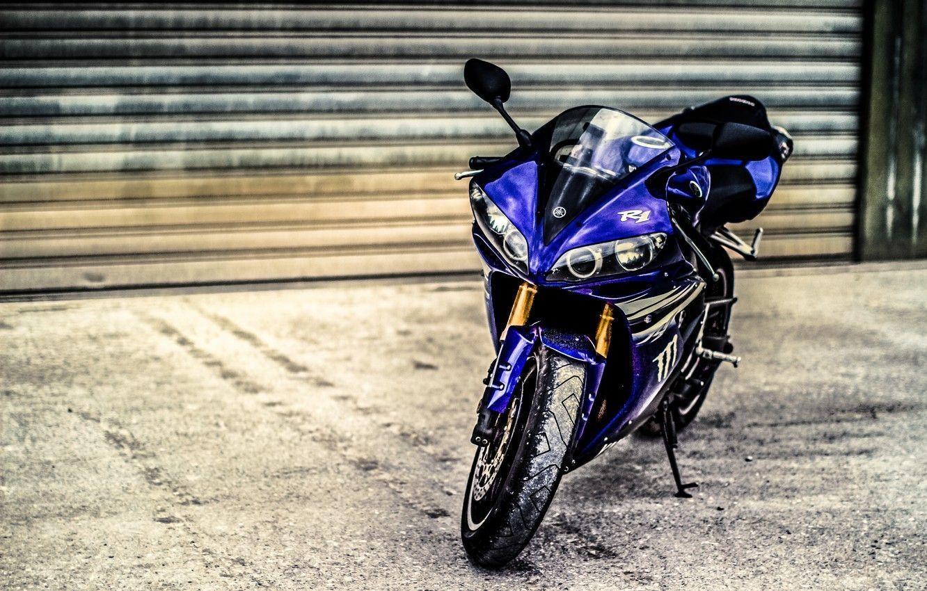 1340x850 Wallpaper blue, motorcycle, yamaha, bike, blue, Yamaha, blinds, Desktop