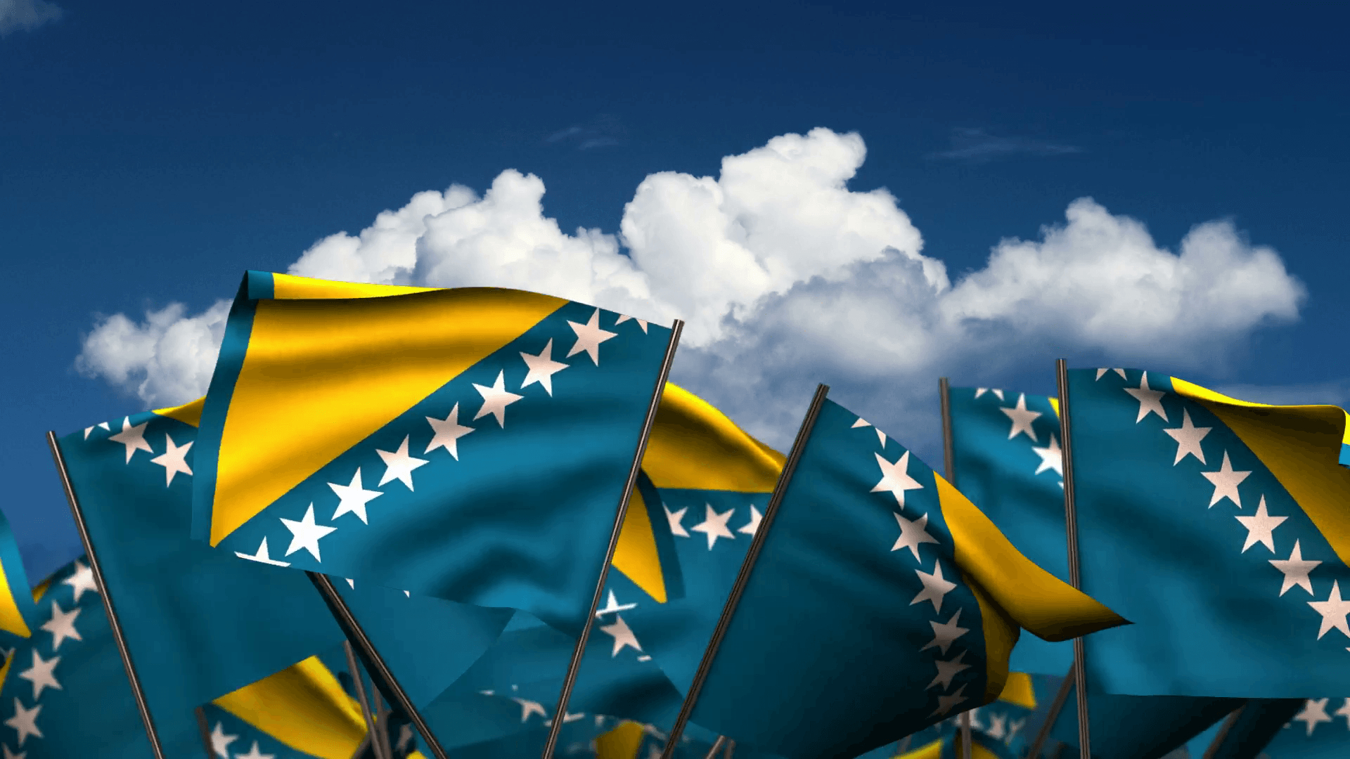 1920x1080 Waving Bosnia and Herzegovinan Flags Motion Background, Desktop