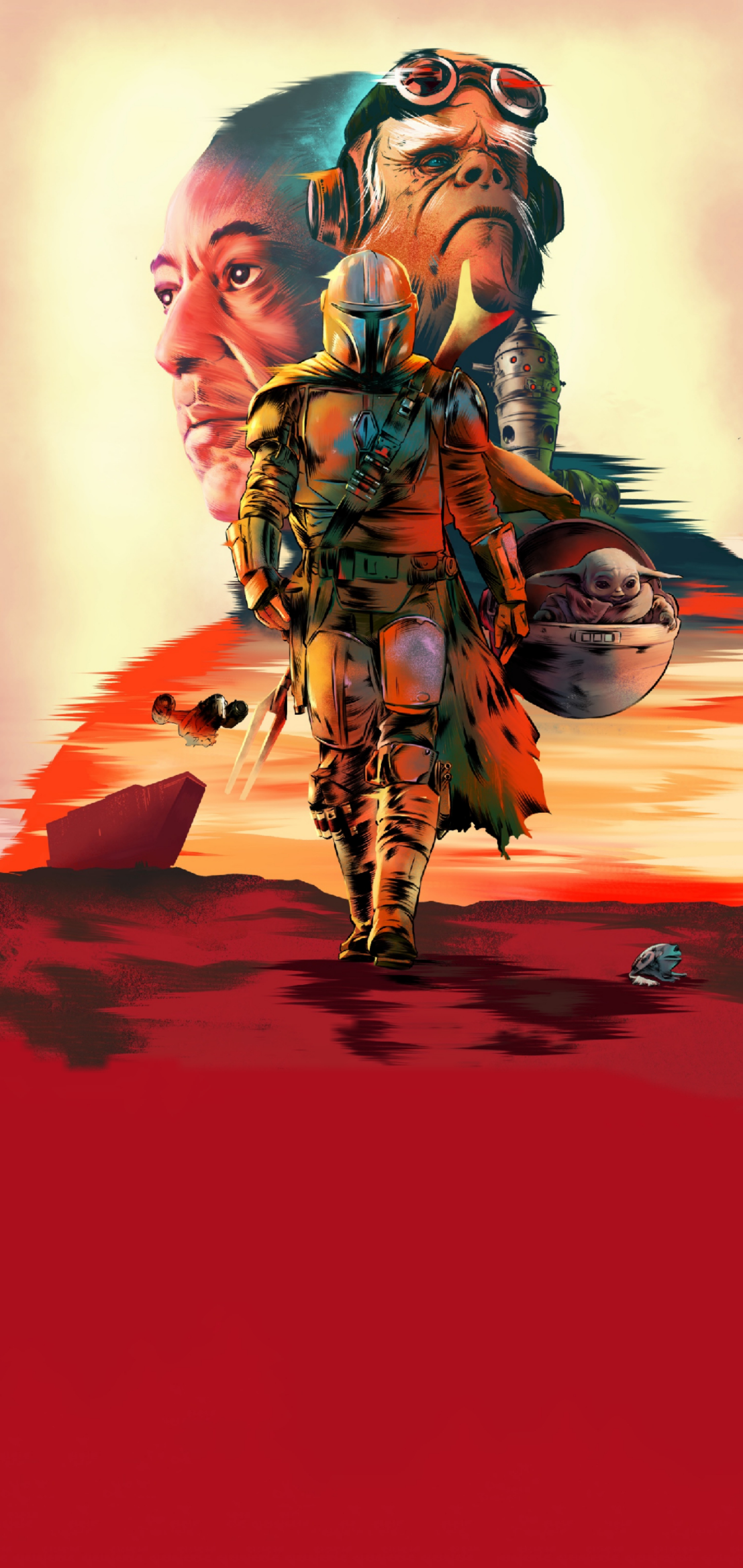 1440x3040 Wallpaper Art, Grogu, Anakin Skywalker, Phone