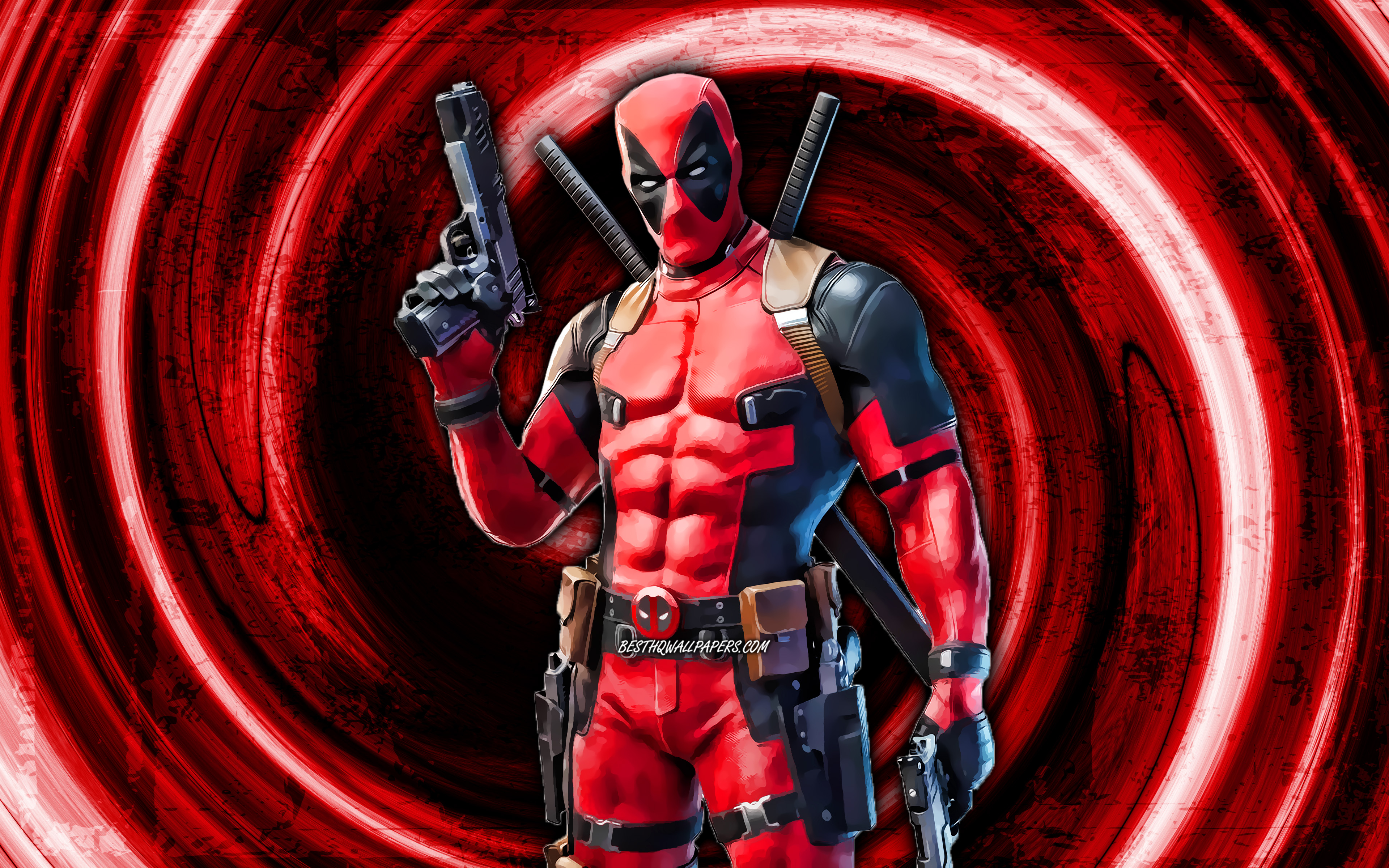 3840x2400 Download wallpaper 4k, Deadpool, red grunge background, Fortnite, vortex, Fortnite characters, Deadpool Skin, Fortnite Battle Royale, Deadpool Fortnite for desktop with resolution. High Quality HD picture wallpaper, Desktop