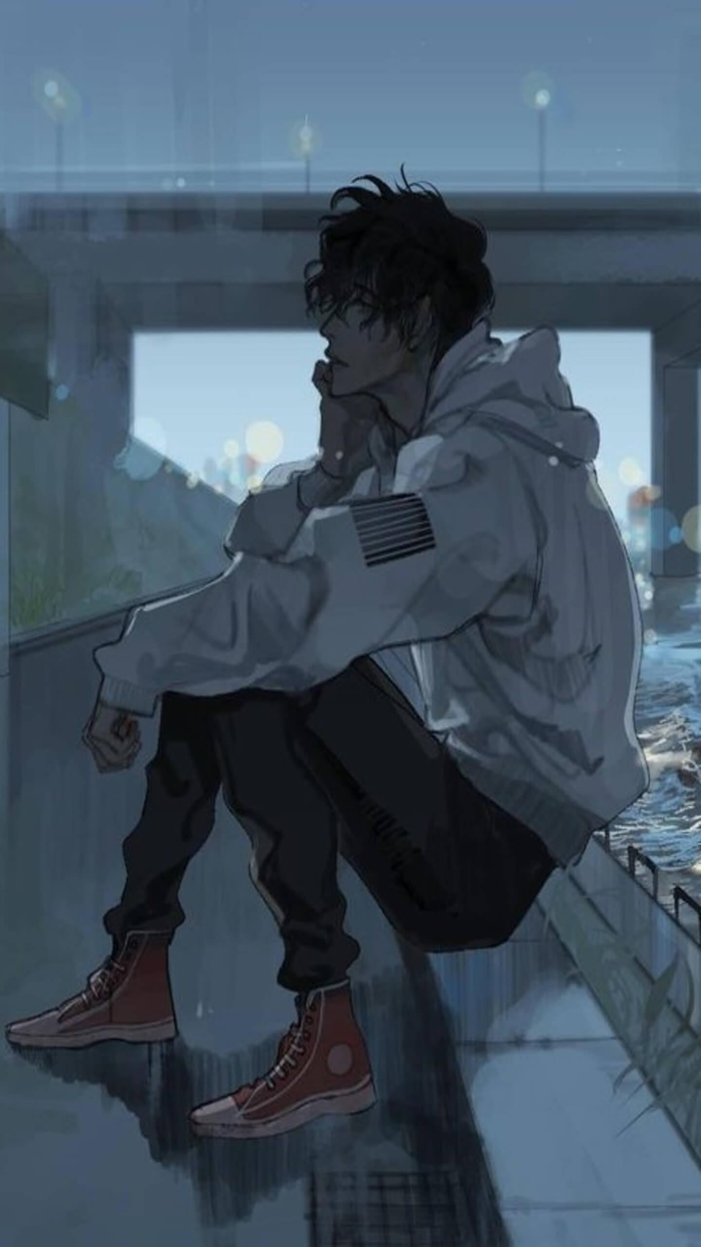 1440x2560 Anime Wallpaper Depressed Dark Aesthetic Anime Boy Wallpaper HD, Phone