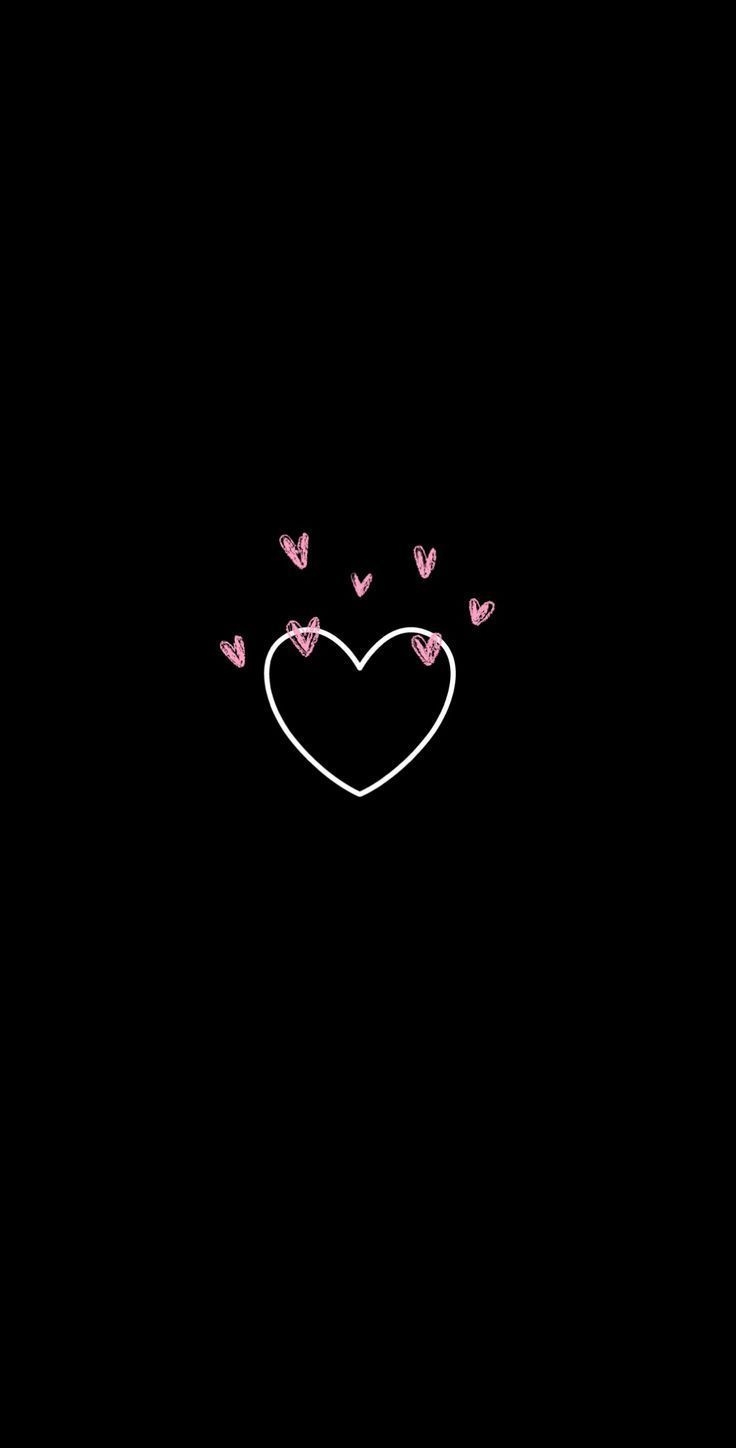 740x1450 Pink And Black Hearts Wallpaper, Phone