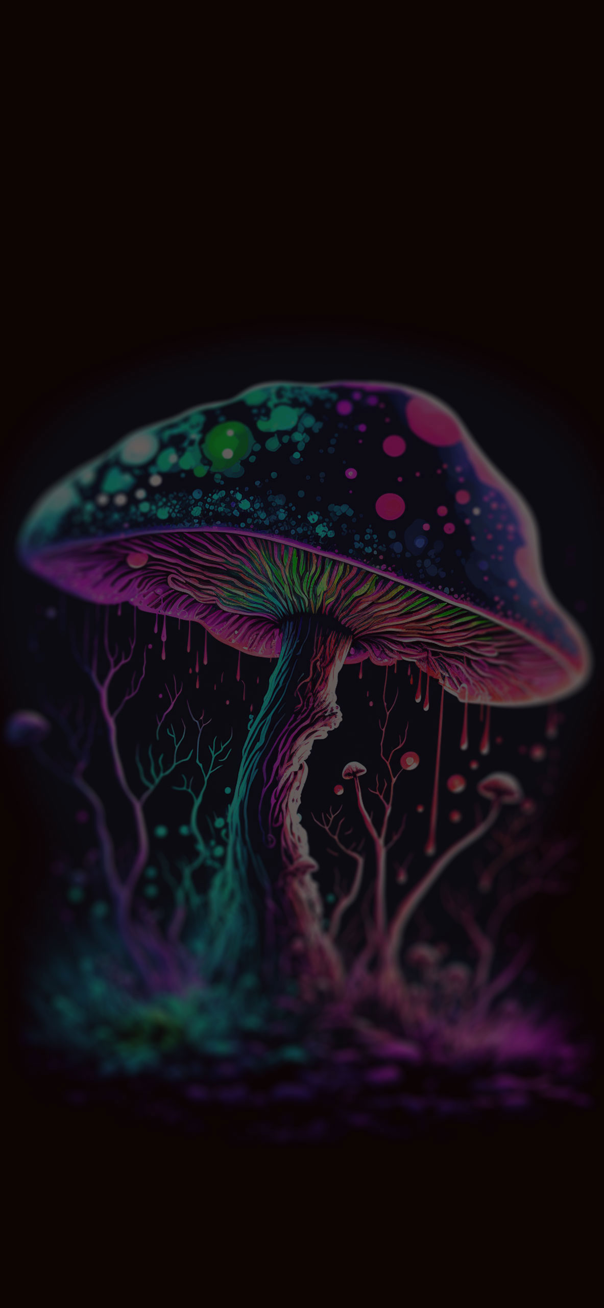 1190x2560 Trippy Mushroom Black Wallpaper Mushroom Wallpaper, Phone