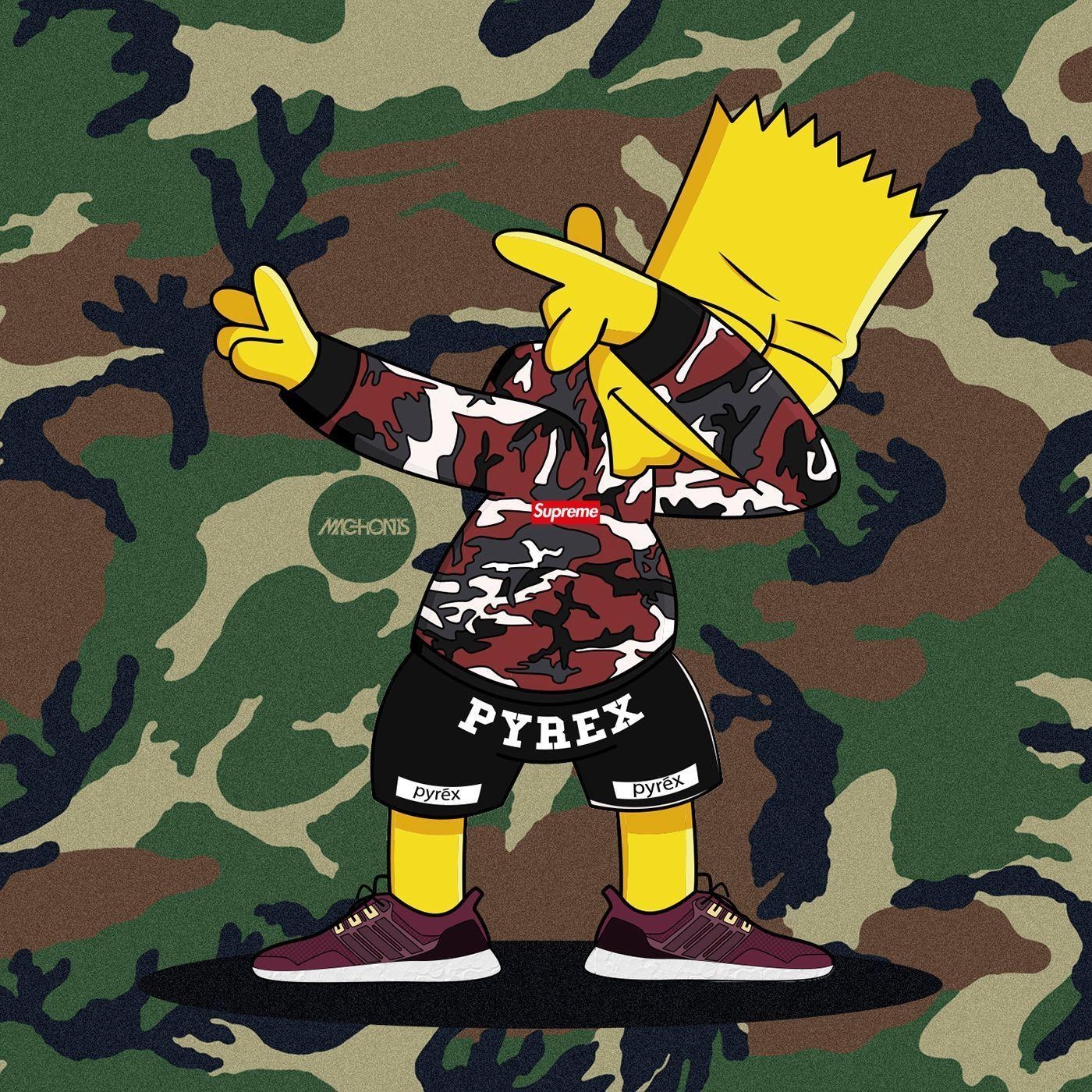 1400x1400 Supreme BAPE Bart Simpson Wallpaper.wallpaperaccess.com, Phone