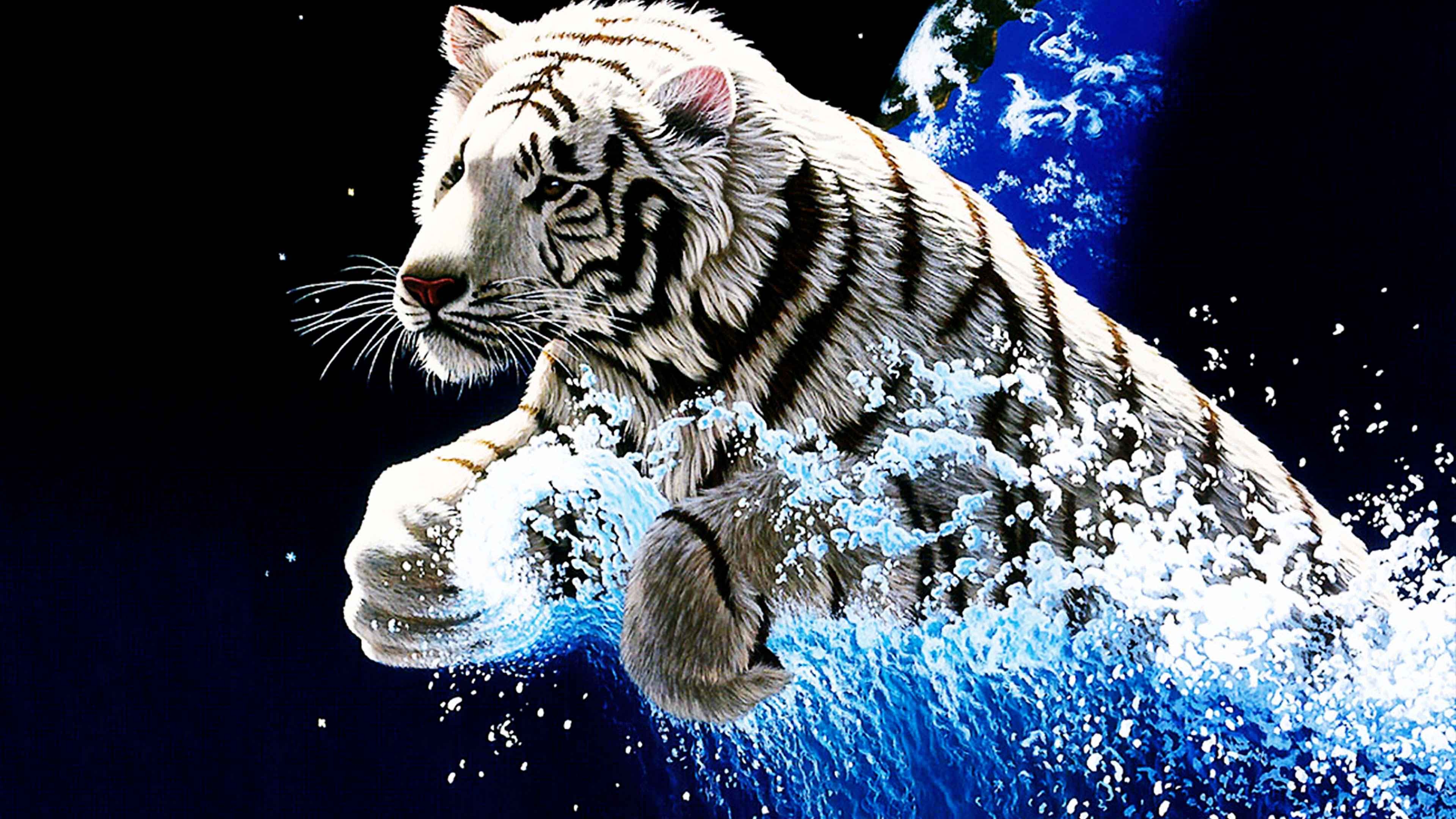 3840x2160 3D Animated Tiger Wallpaper, Desktop