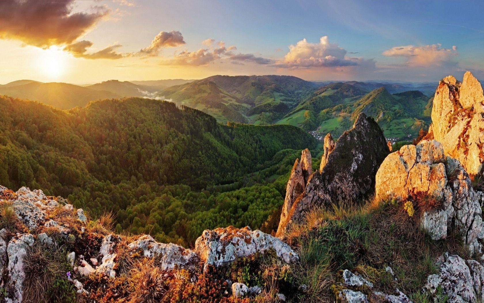 1680x1050 Amazing Mountain Landscape, Green Valleys, Rocky Mountains, Desktop