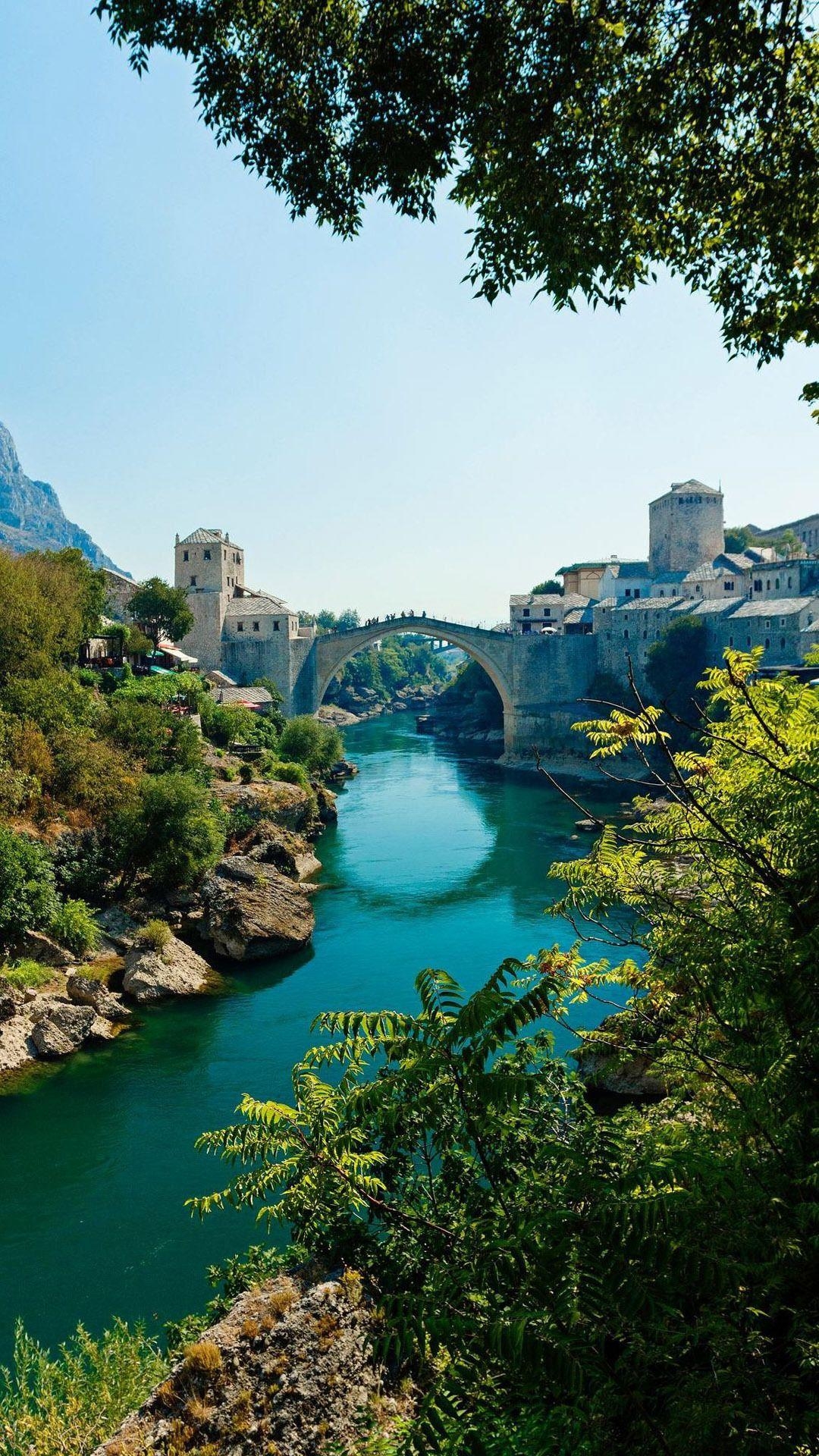 1080x1920 Mostar bridge, Bosnia and Herzegovina Mobile Wallpaper 13166, Phone