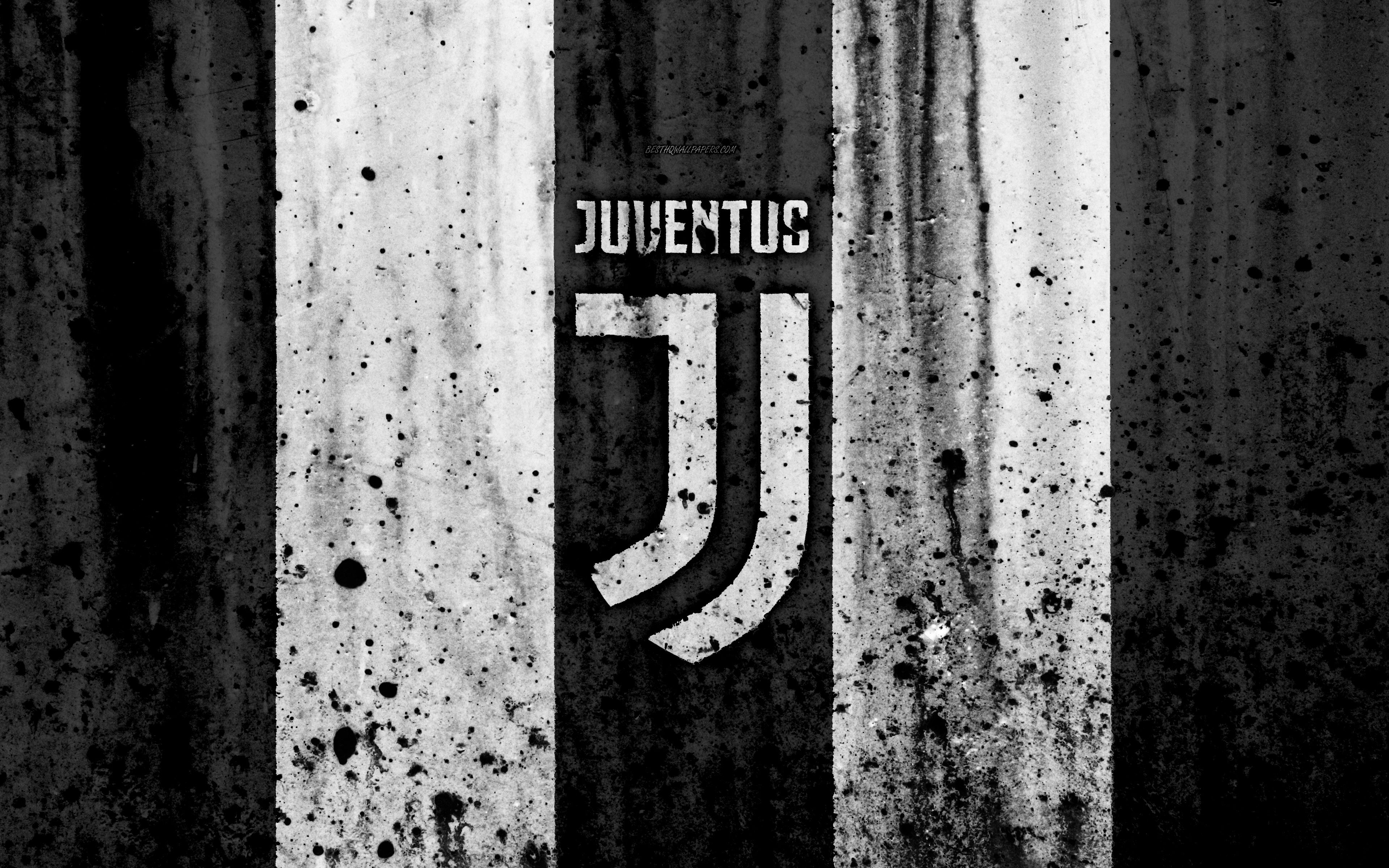 3840x2400 Download wallpaper FC Juventus, 4k, logo, Serie A, Juve, stone, Desktop