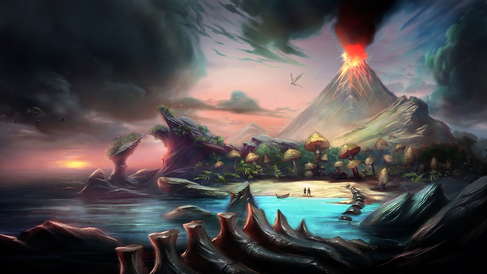 1920x1080 prehistoric Fossil Island, Desktop