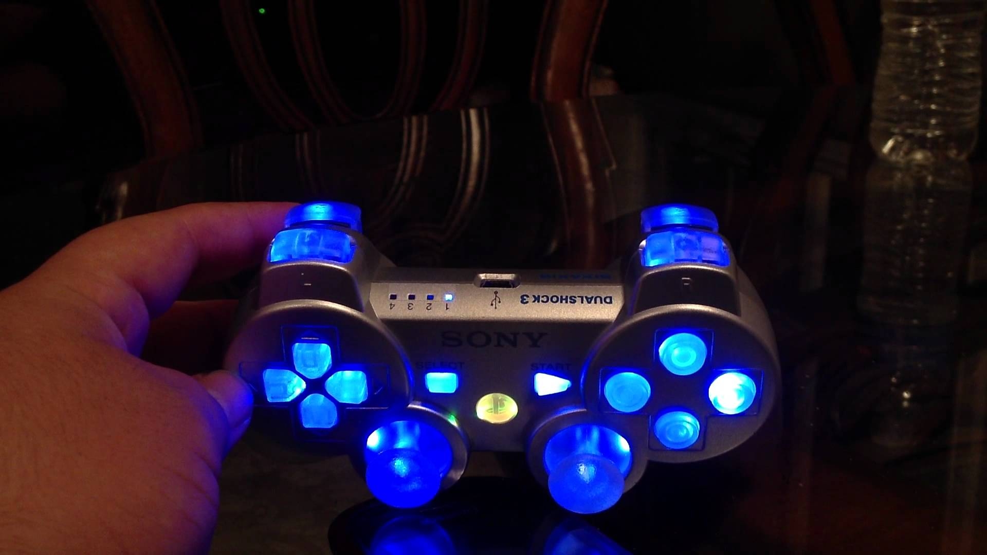 1920x1080 Silver Modded PS3 controller with LED Lights, Desktop