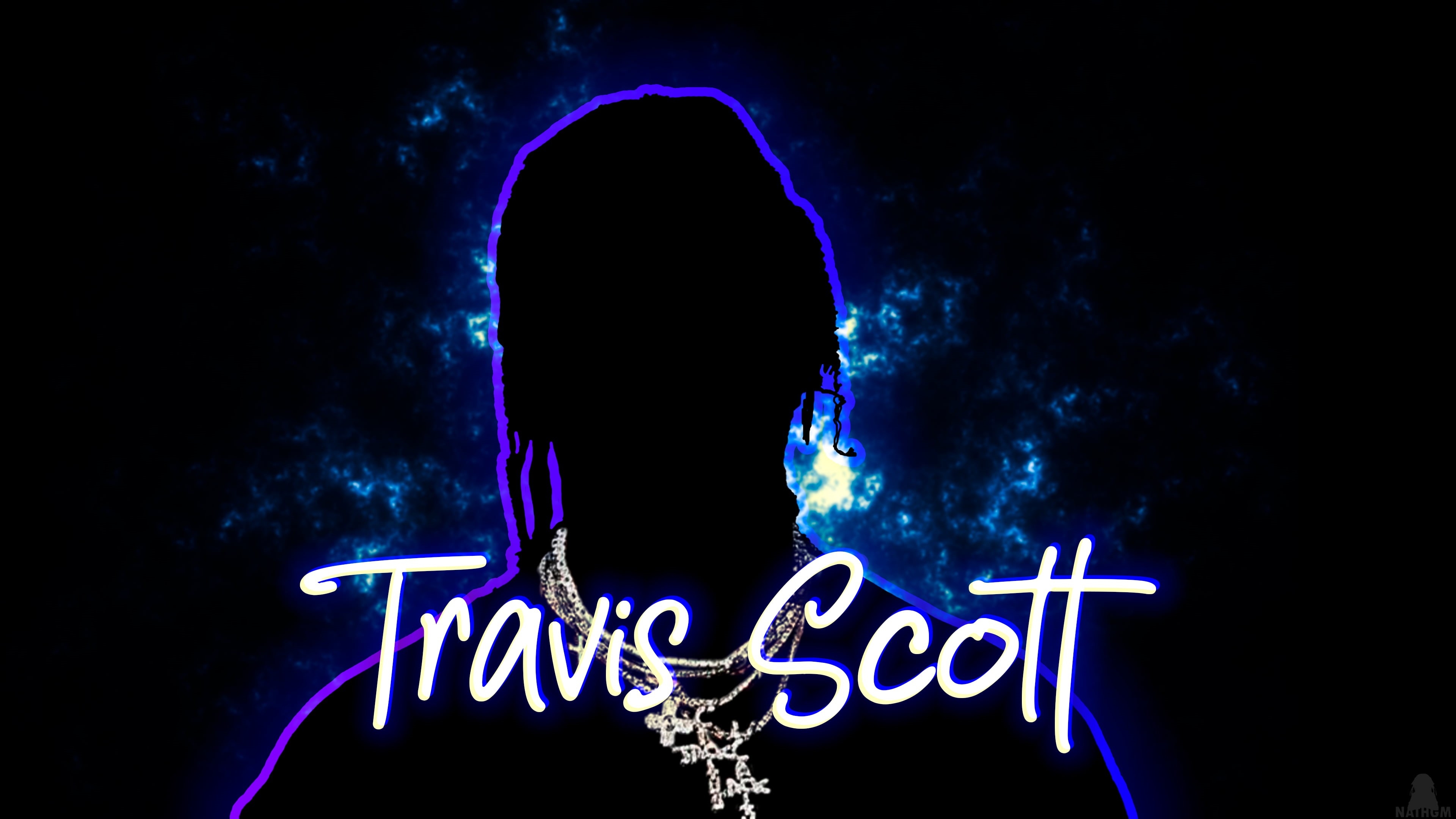 3840x2160 Wallpaper / RGB, 4K, blue, Travis Scott, signatures, men, music free download, Desktop