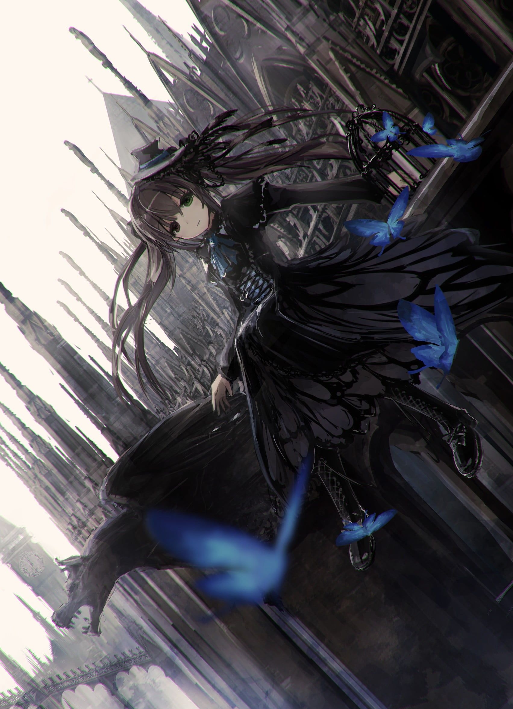 1710x2360 Long black haired female anime character wallpaper, Gothic, loli, Phone