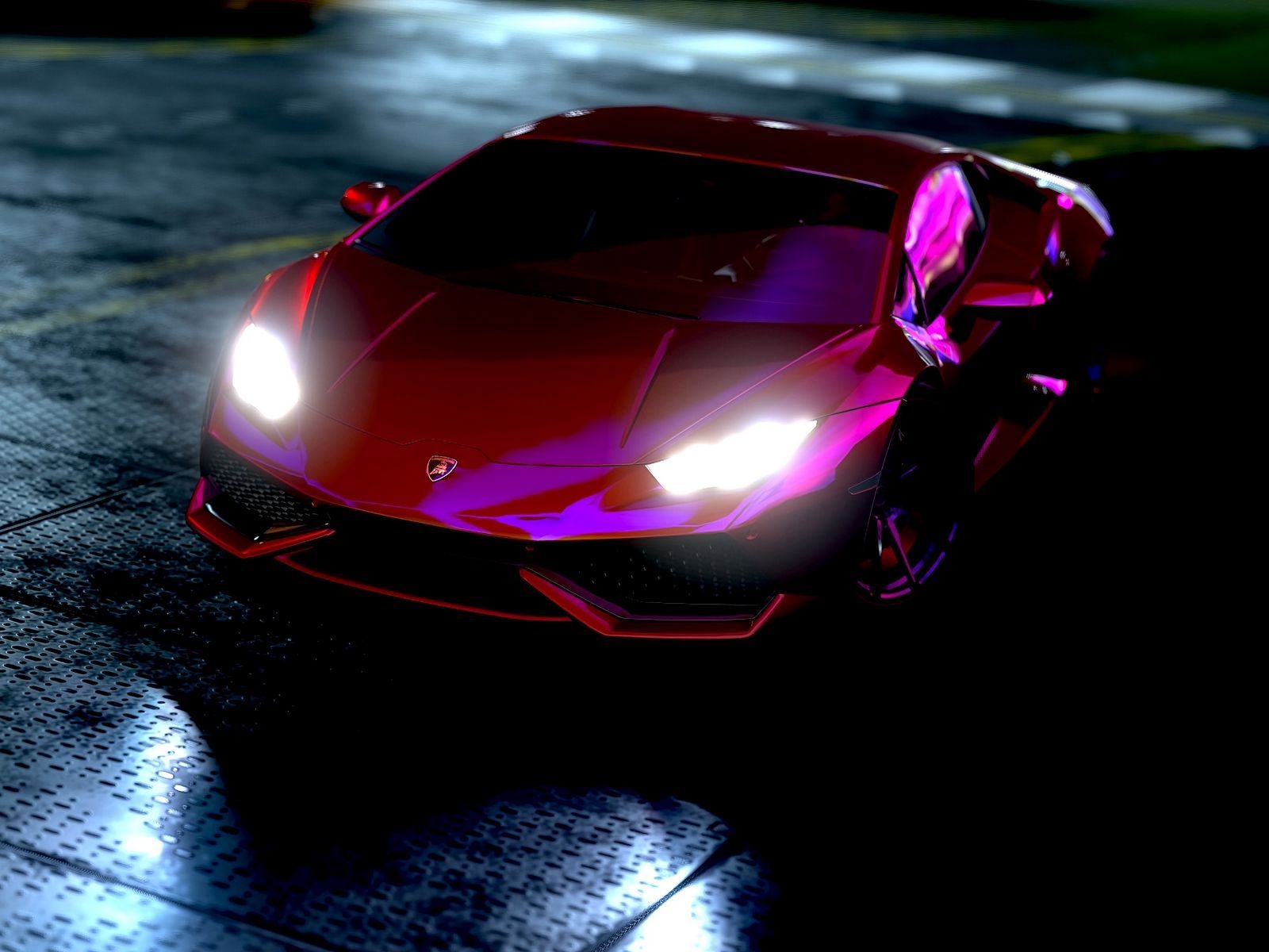 1600x1200 Download wallpaper  lamborghini huracan, lamborghini, sports car, neon standard 4:3 HD background, Desktop