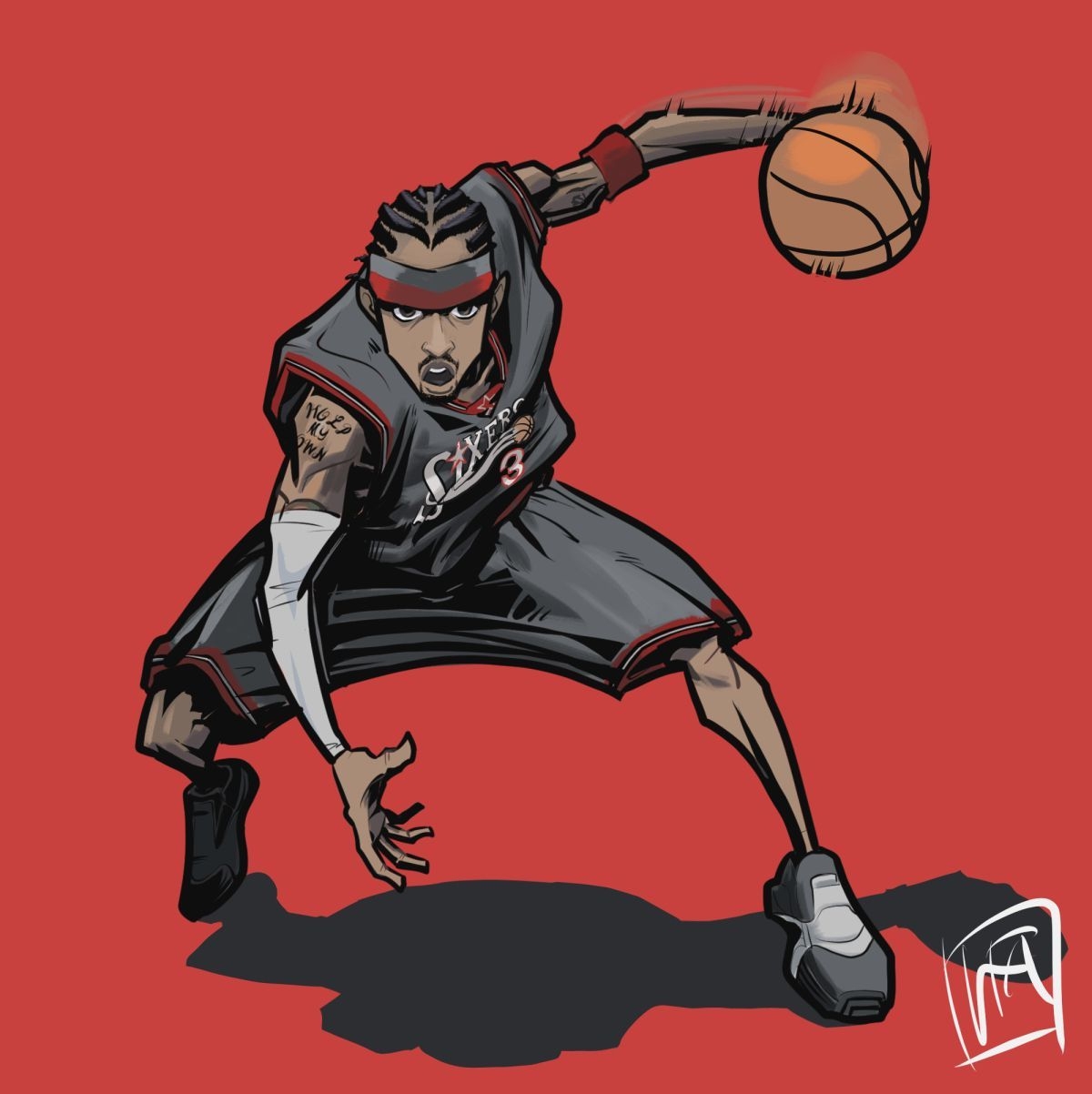 1200x1210 Allen Iverson by Leo Aquino. Allen iverson, Nba basketball art, Phone