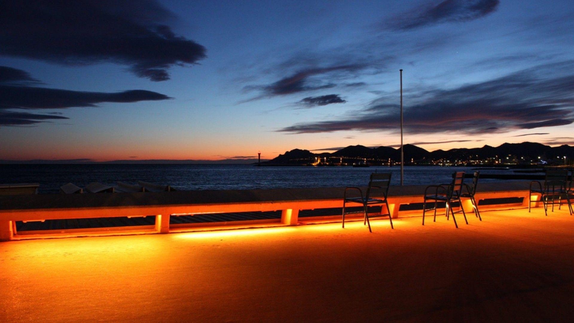 1920x1080 Night in Cannes, France wallpaper and image, picture, Desktop