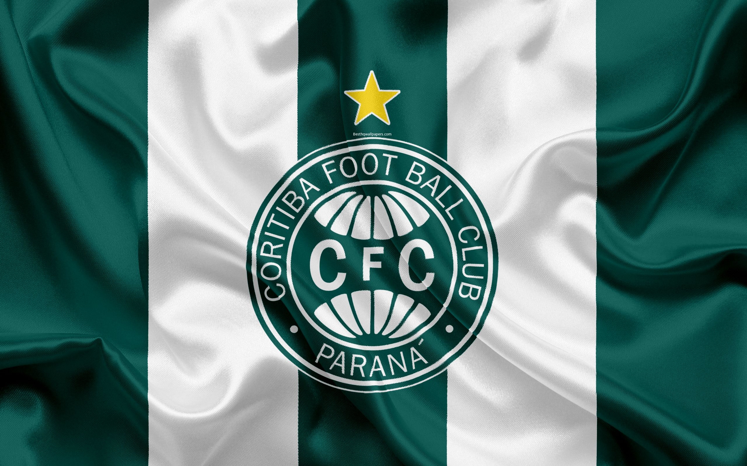 2560x1600 Download wallpaper Coritiba FC, Brazilian football club, emblem, logo, Brazilian Serie A, football, Curitiba, Parana, Brazil, silk flag for desktop with resolution. High Quality HD picture wallpaper, Desktop