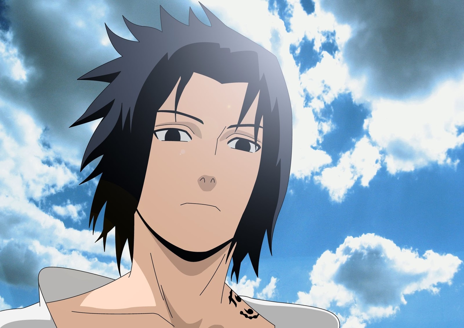 1600x1140 wallpaper uchiha sasuke, face, sky, anime, cartoon, forehead, Desktop