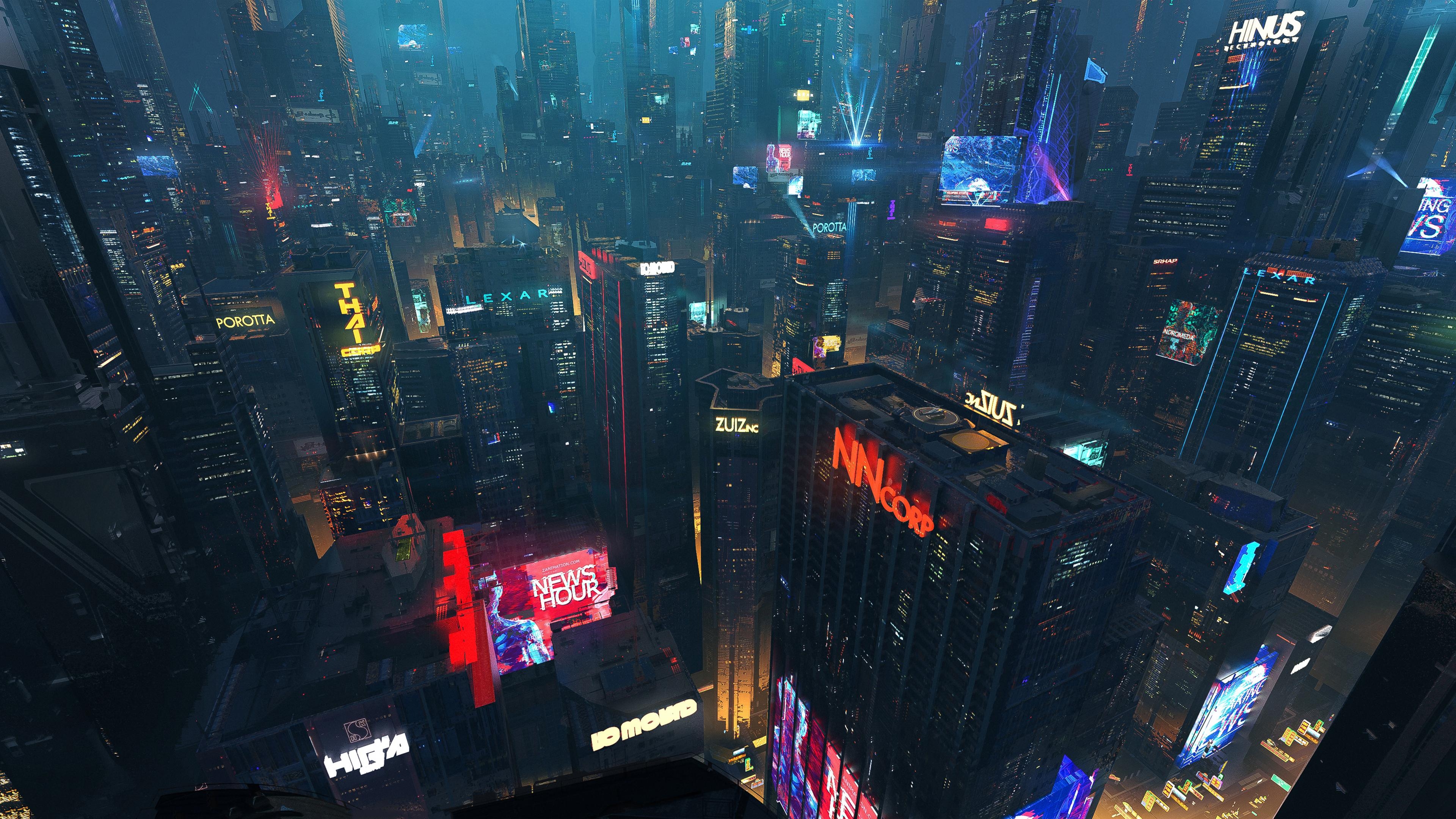 3840x2160 Cyber City 4K wallpaper, Desktop