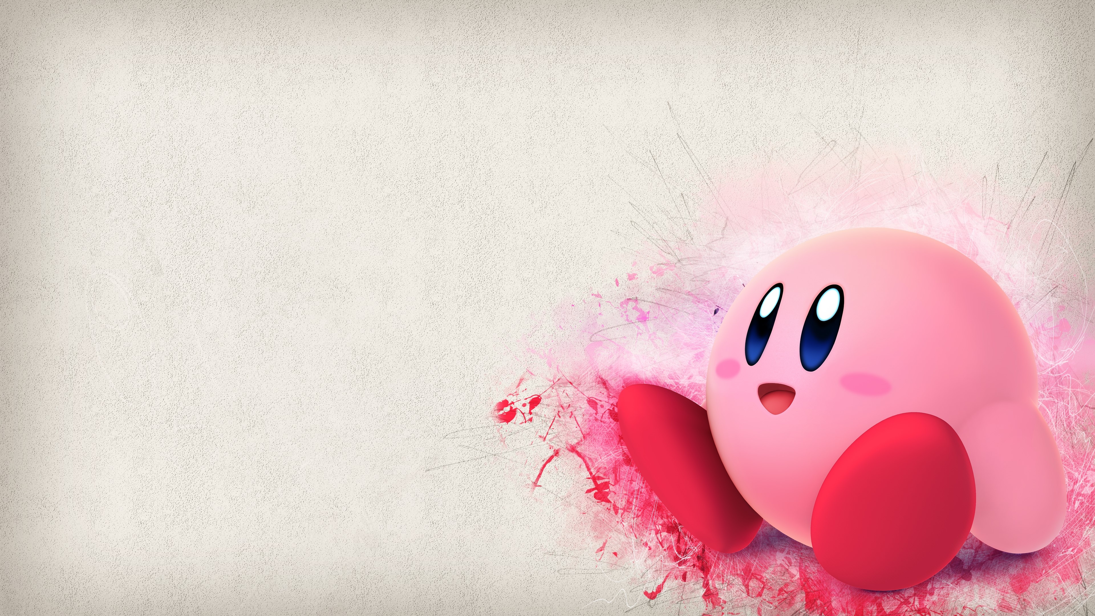 3840x2160 4K, Kirby, artwork, hero, Super Smash Brothers, white background Gallery HD Wallpaper, Desktop