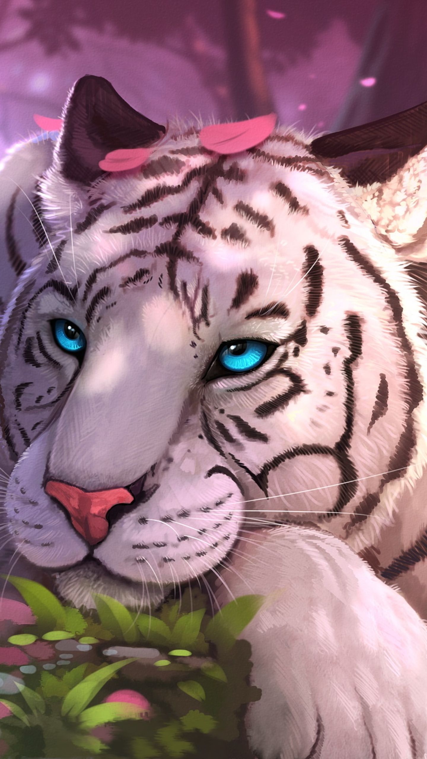 1440x2560 Blue Eyes White Tiger In Fantasy World Samsung Galaxy S6, Phone