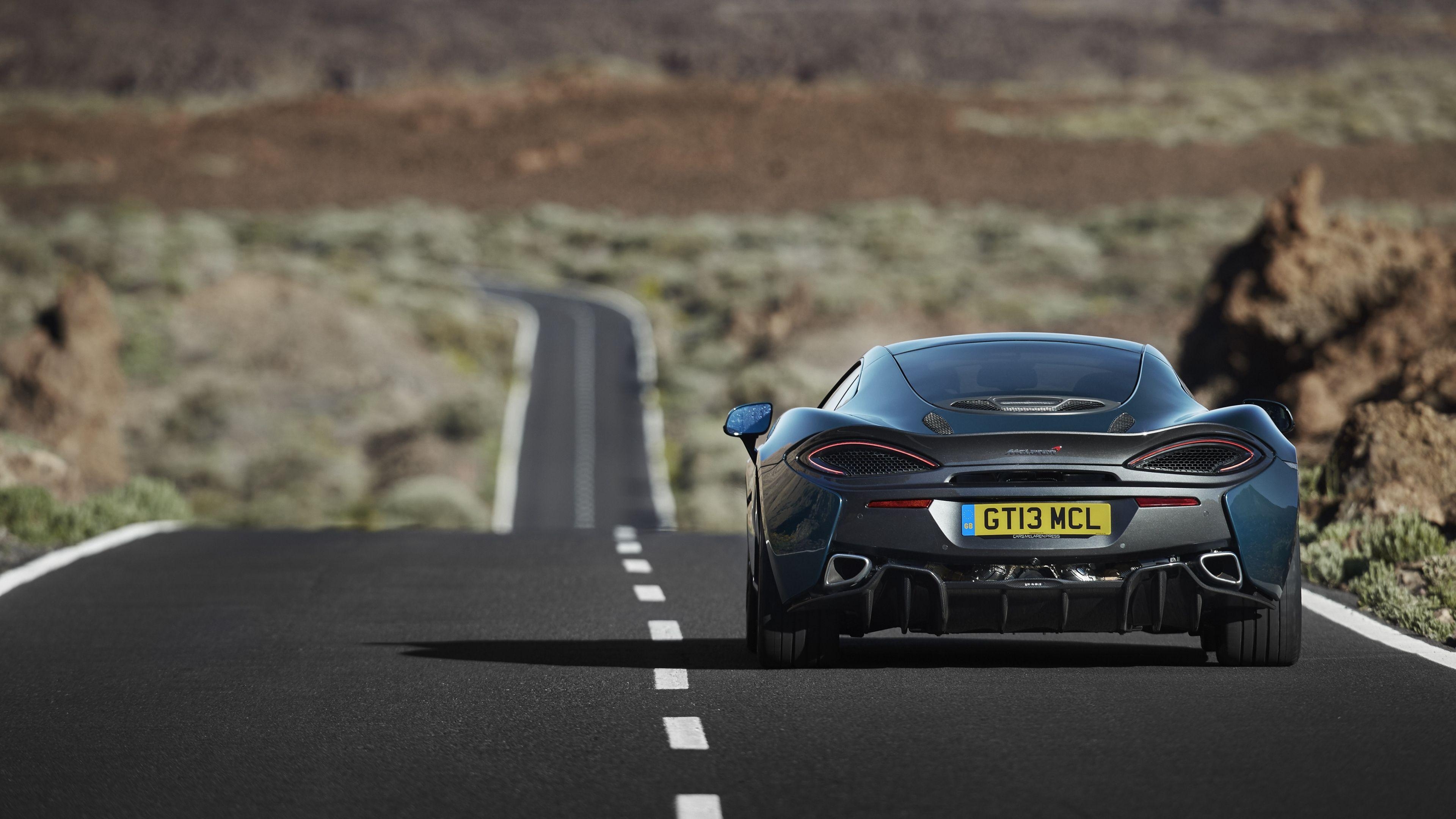 3840x2160 Download Wallpaper  Mclaren, 570gt, Road, Rear view 4K, Desktop