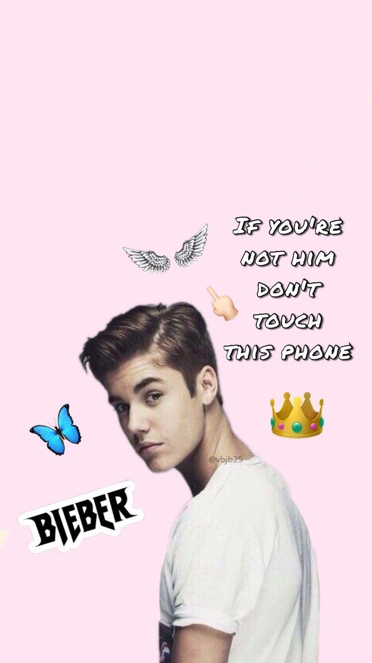 750x1340 Justin Bieber wallpaper Don't touch my phone Pink Wings iPhone, Phone