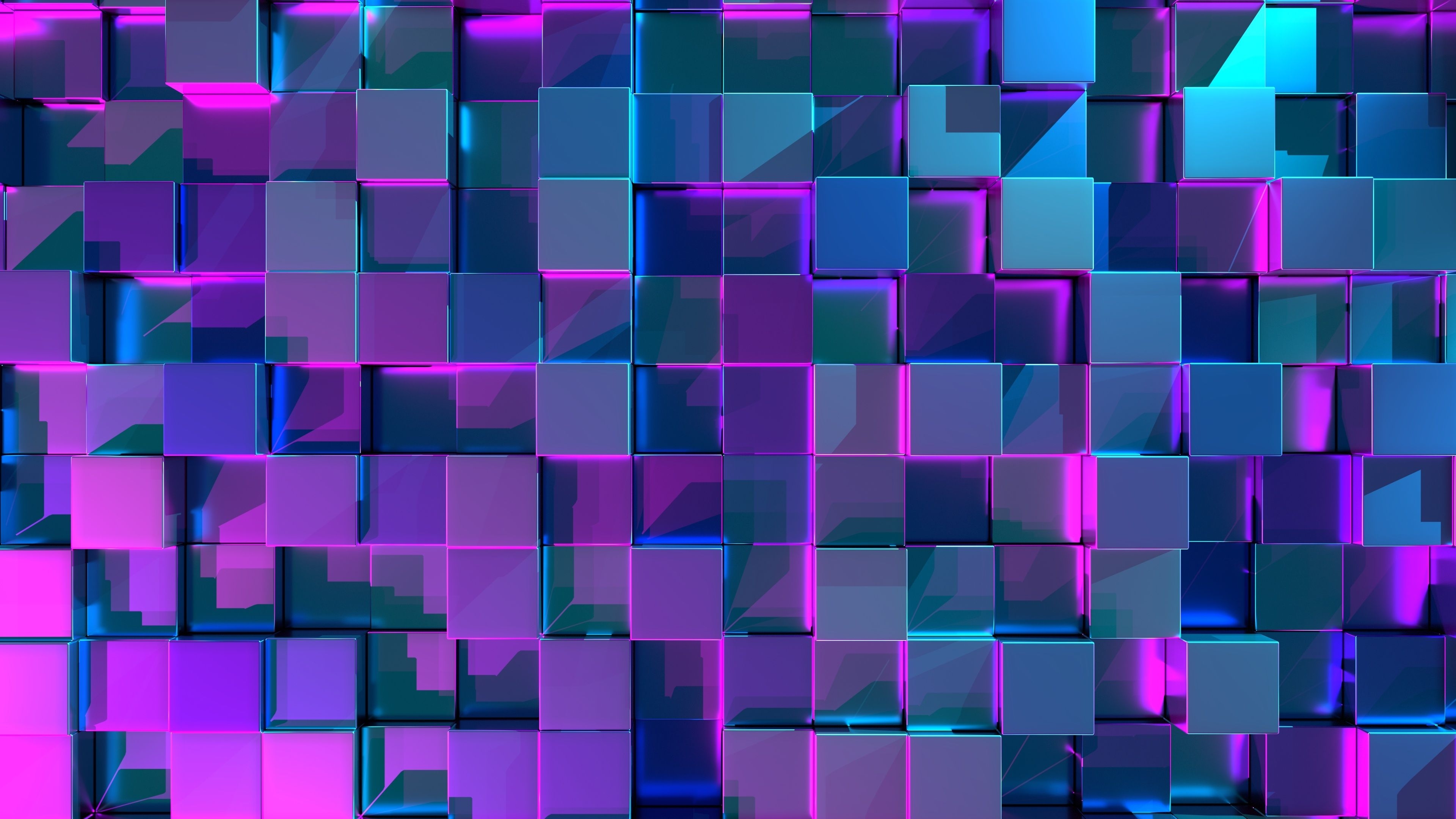 3840x2160 3D cubes 4K Wallpaper, Geometric, Neon, 3D background, Abstract, Desktop