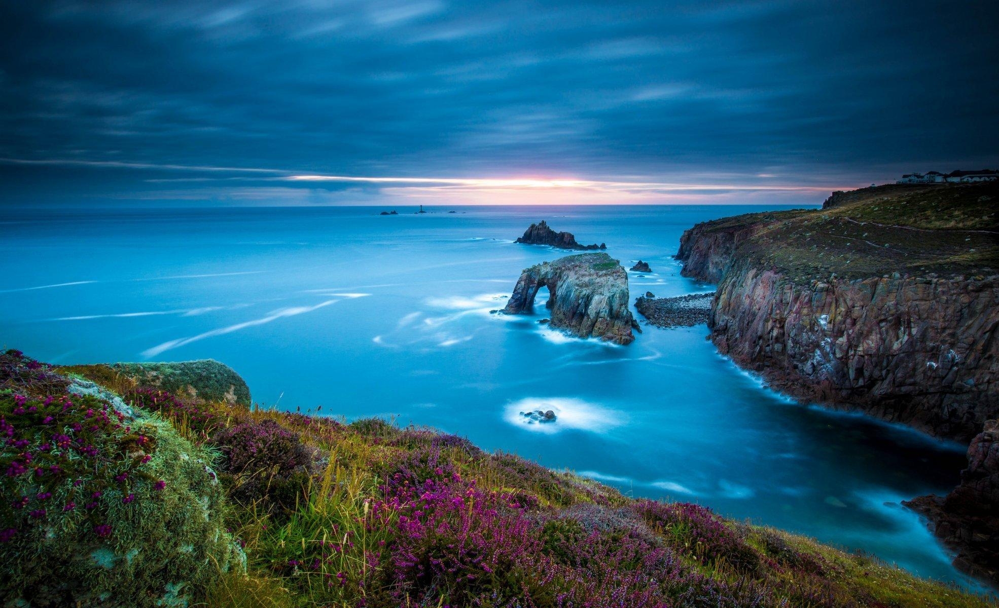 1970x1200 land's end cornwall england celtic sea cape land's end coast rock, Desktop