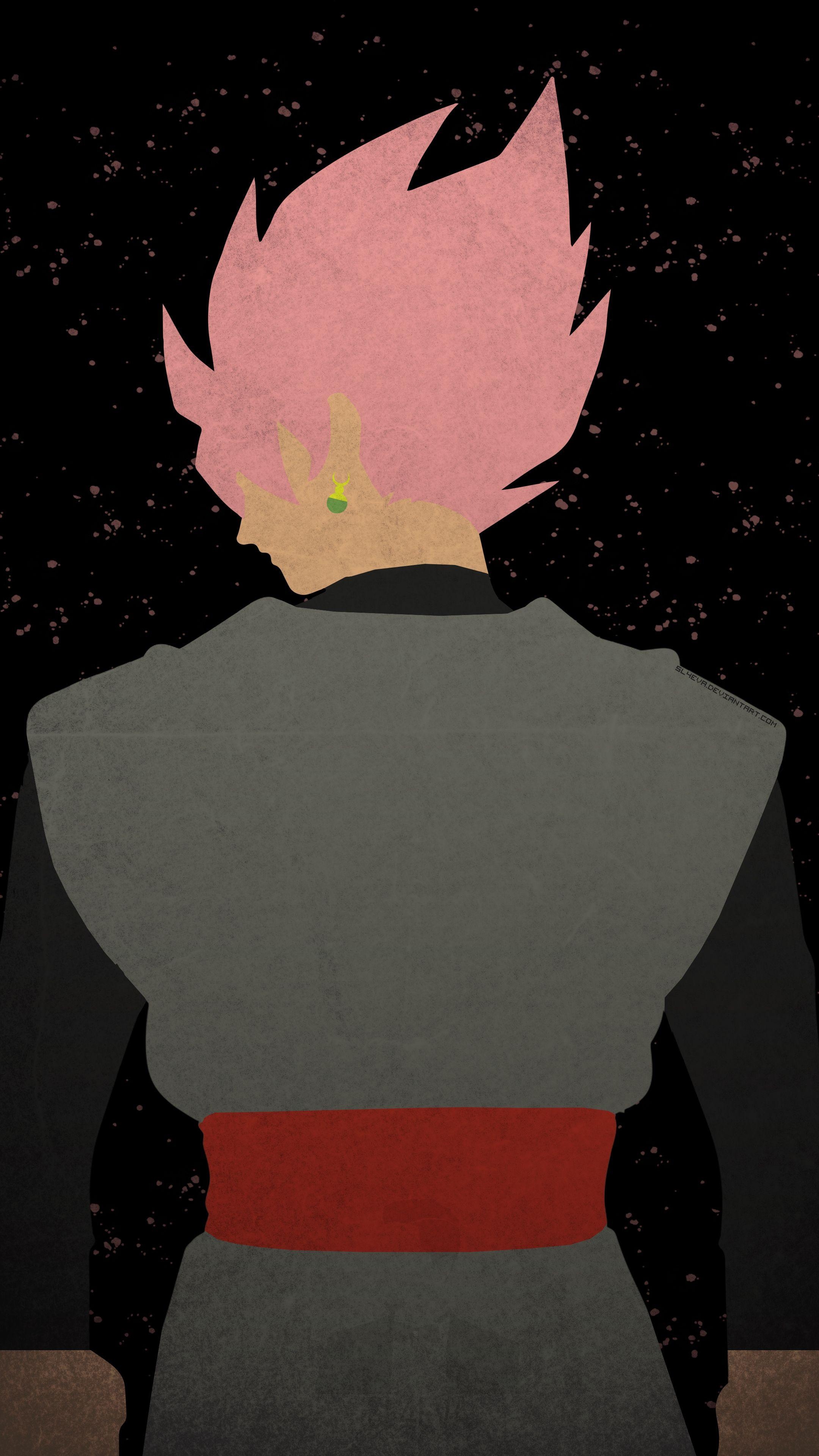 2160x3840 Back View SS Rose' Black Goku Minimal Mobile Wallpaper, Phone