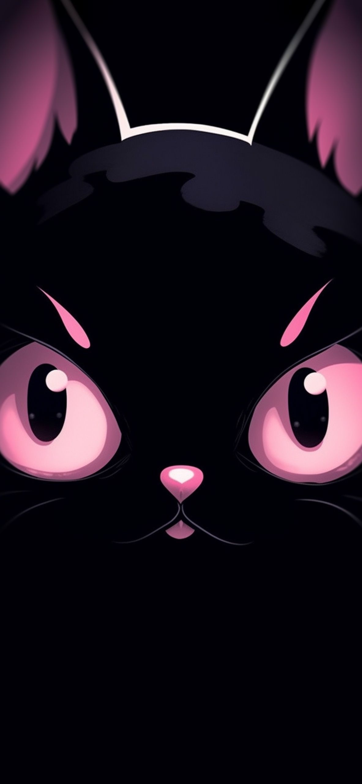 1190x2560 Black & Pink Cat Wallpaper Aesthetic Wallpaper for iPhone, Phone