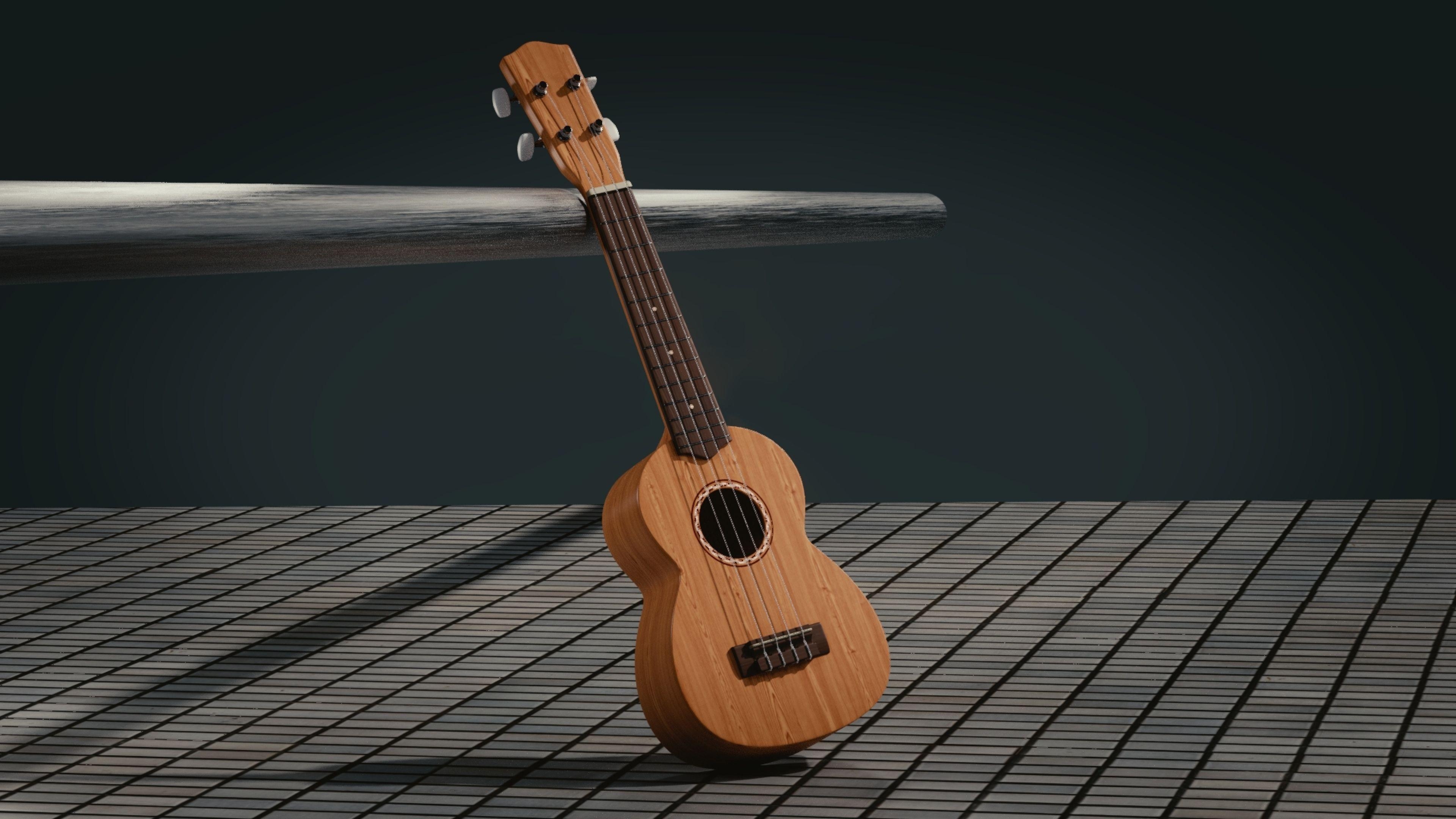 3840x2160 Download Wallpaper  Guitar, 3D, Space, Musical instrument, Desktop