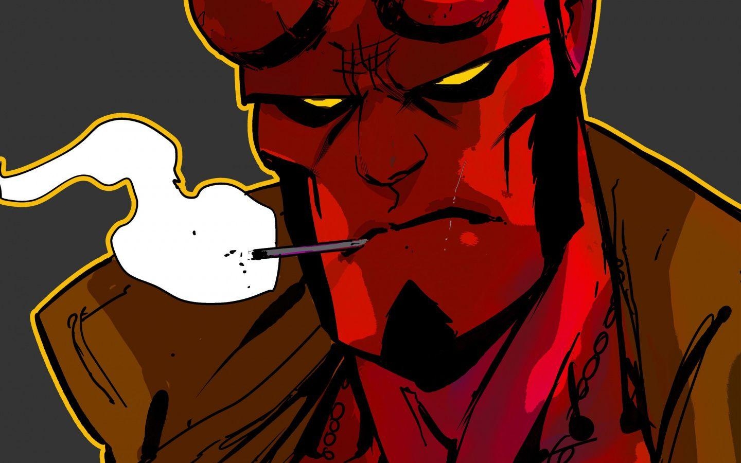 1440x900 Download  Wallpaper Hellboy, Smoking, Red Face, Widescreen, Desktop