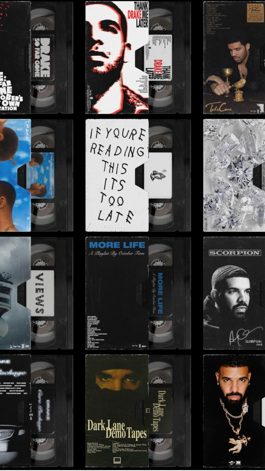 900x1600 Drake Albums As VHS Tapes. Music album art, Drakes album, Rapper wallpaper iphone, Phone